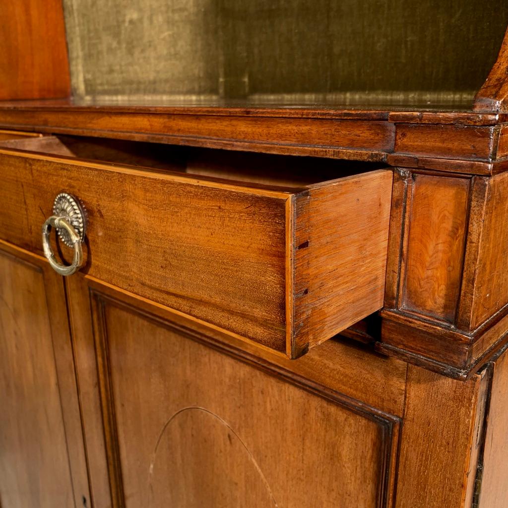 Early 19th century English Regency waterfall bookcase cabinet in mahogany 1