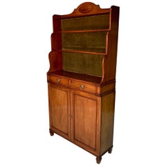 Antique Early 19th century English Regency waterfall bookcase cabinet in mahogany