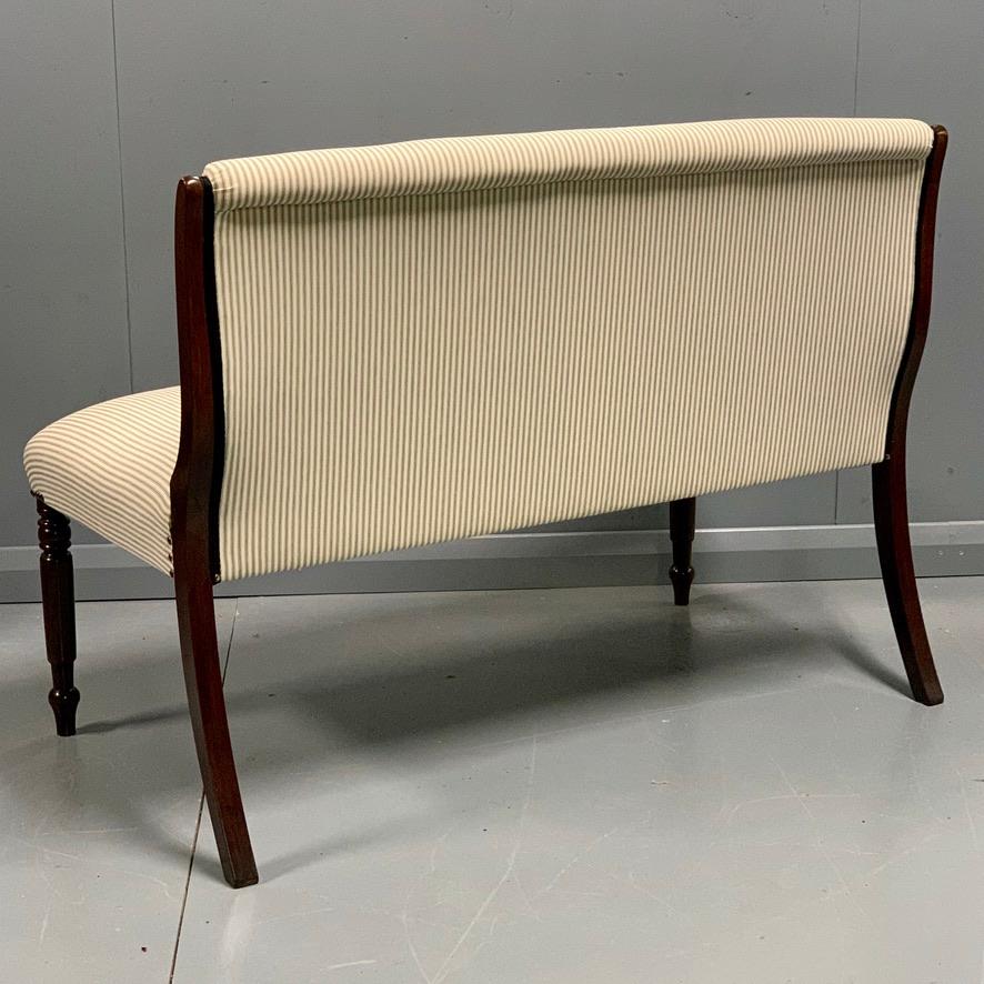Early 19th Century English Regency Window Seat Finished with Buttoned Ticking 1