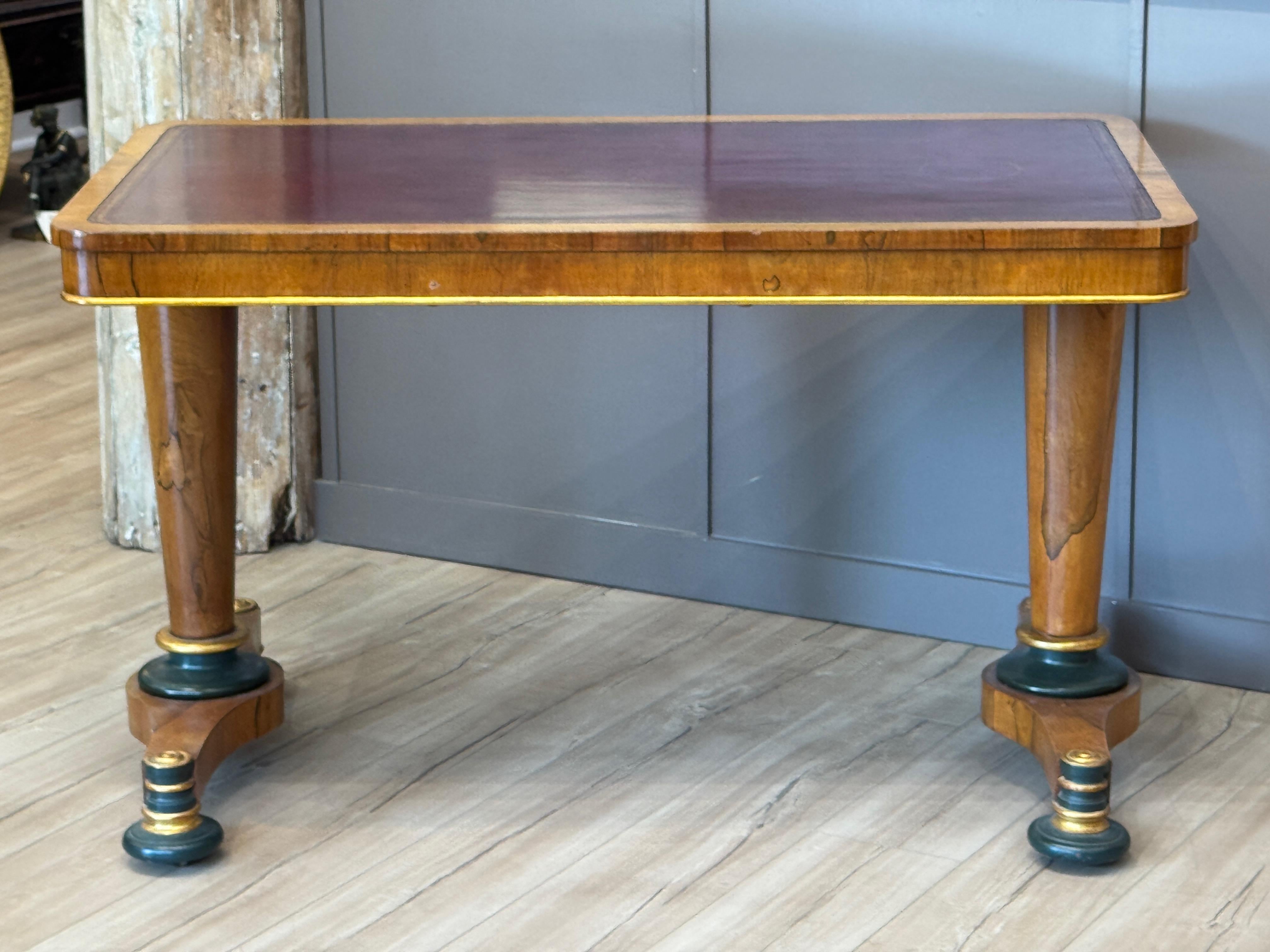 Early 19th Century English Rosewood Library Table With Tooled Leather Top For Sale 7