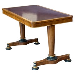 Early 19th Century English Rosewood Library Table With Tooled Leather Top