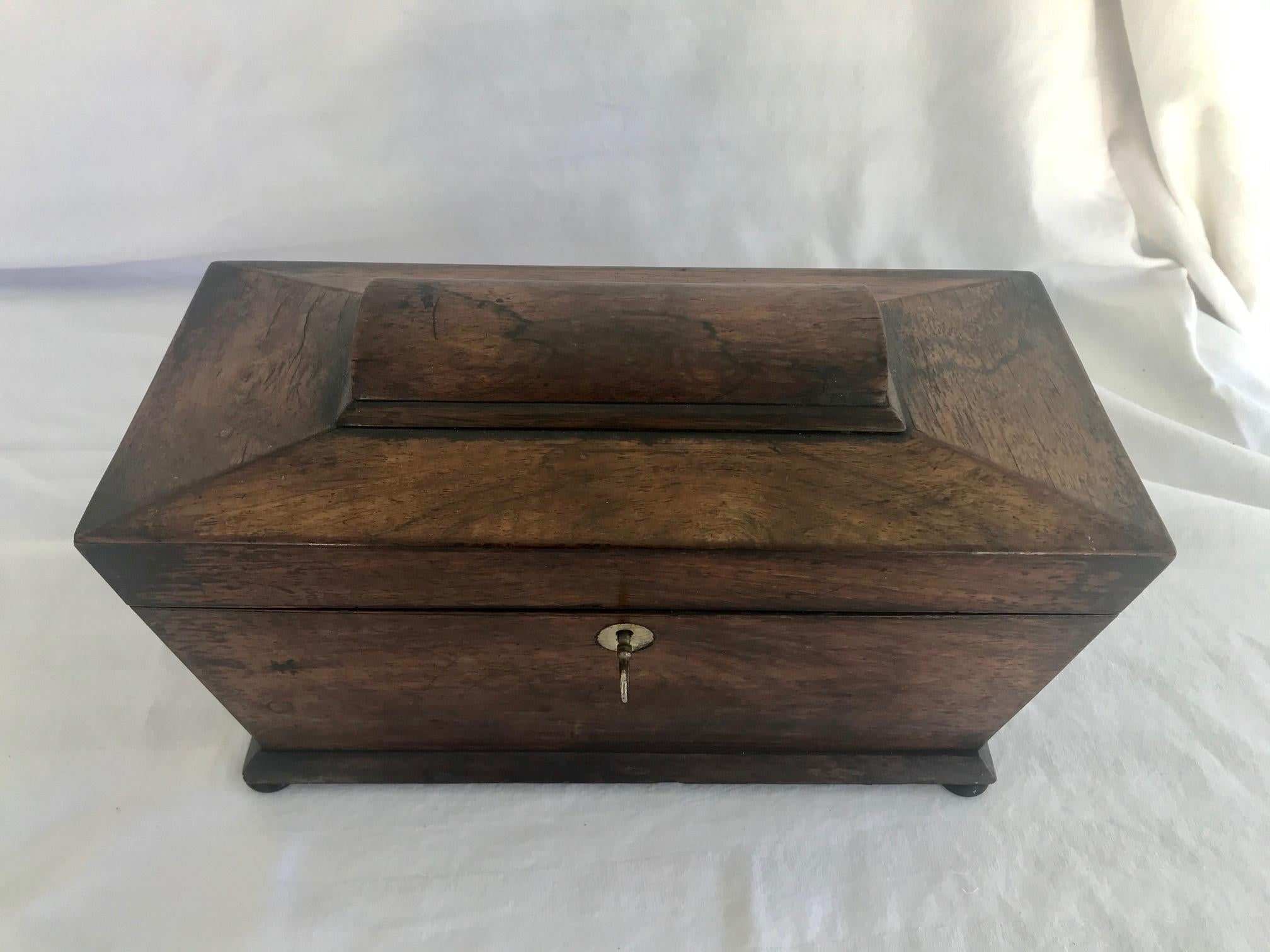 Early 19th Century English Rosewood Tea Caddy In Good Condition In Vero Beach, FL