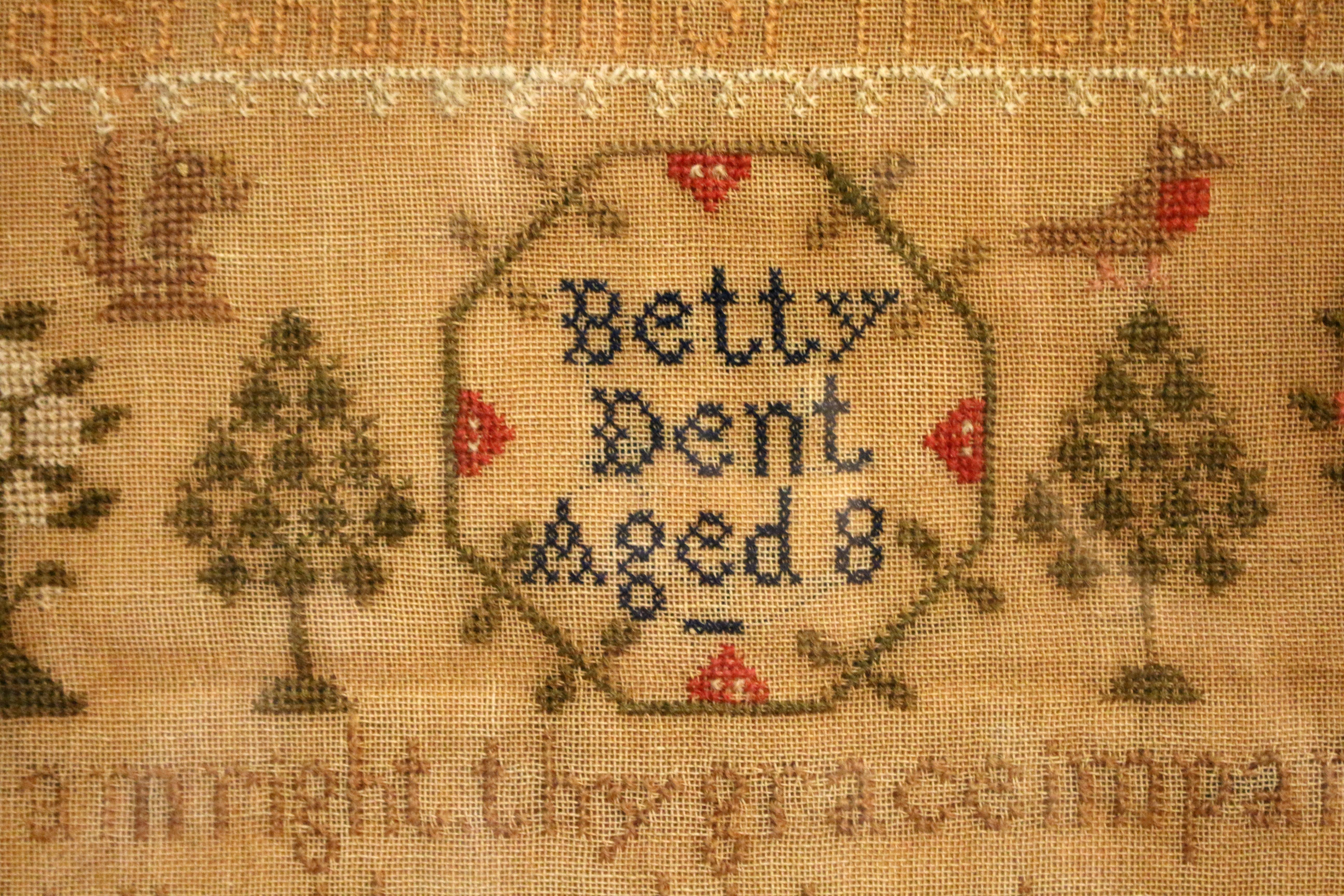 Textile Early 19th Century English Sampler by Betty Dent, Aged 8