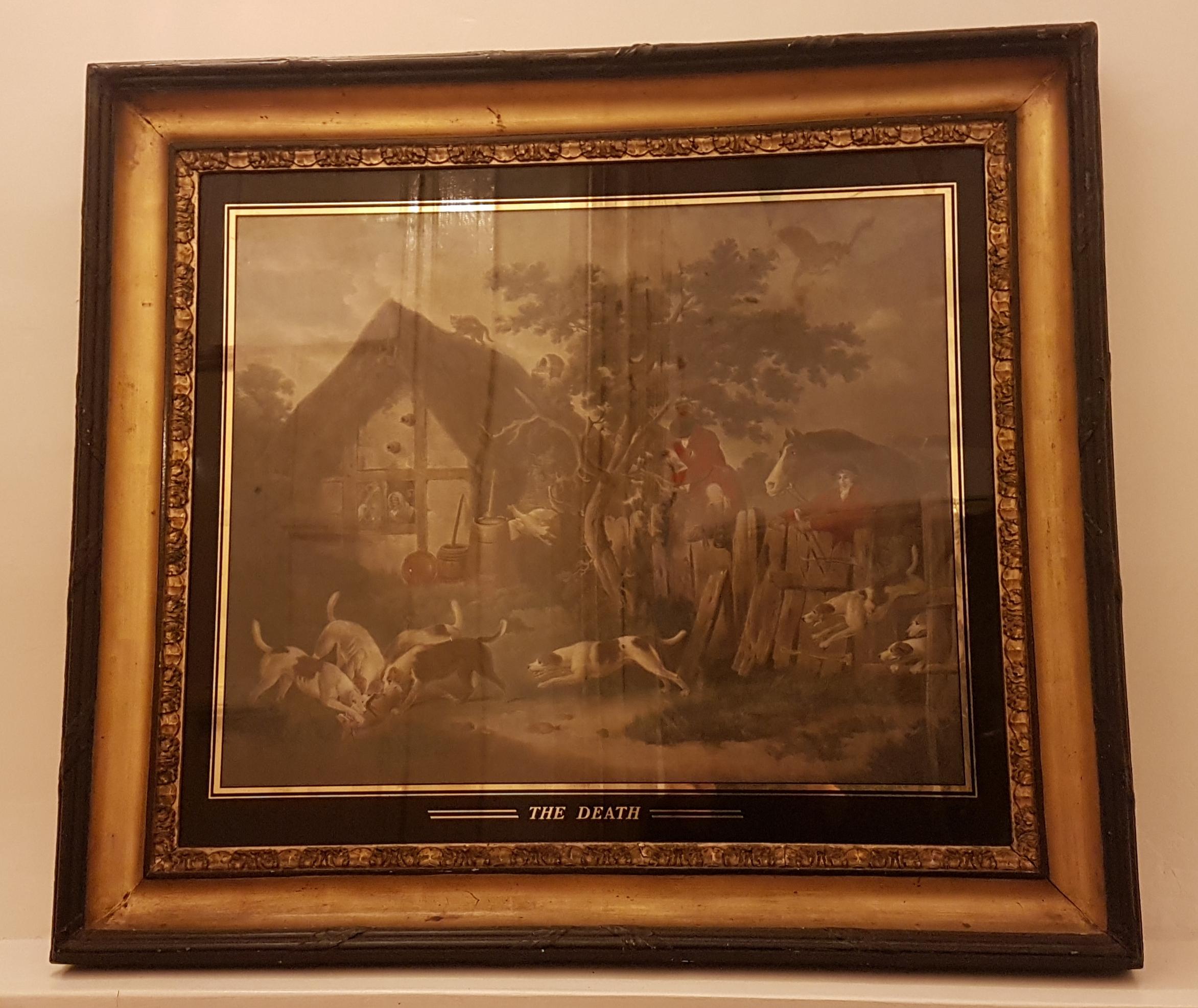 Early Victorian Early 19th Century English School Hunting Scenes in Églomisé and Gilt Frames