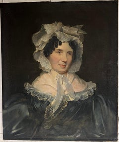 Fine Large Georgian 1830's English Portrait of a Country Lady, oil painting