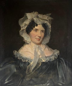 Fine Large Georgian 1830
s English Portrait of a Country Lady, oil painting