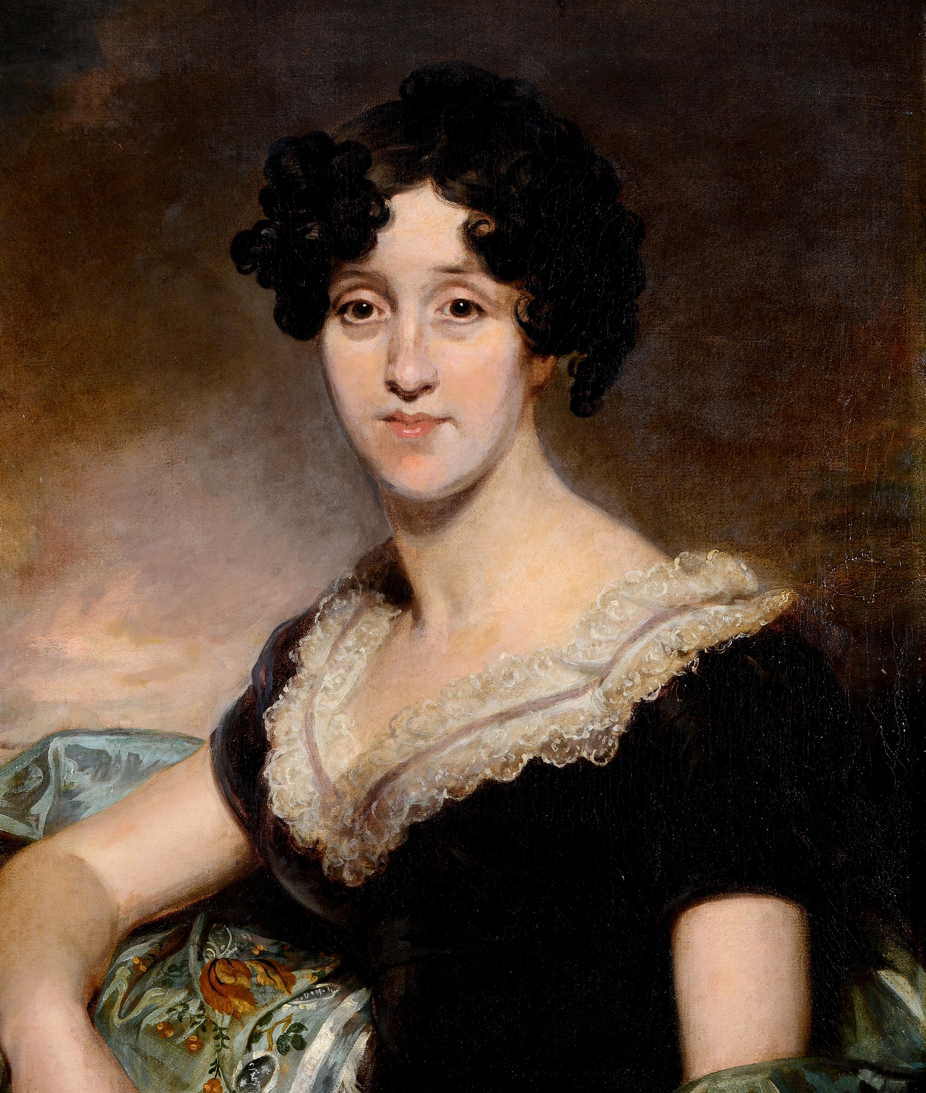 Portrait of a Lady - Large Antique English Georgian Early 19th Century Painting For Sale 1