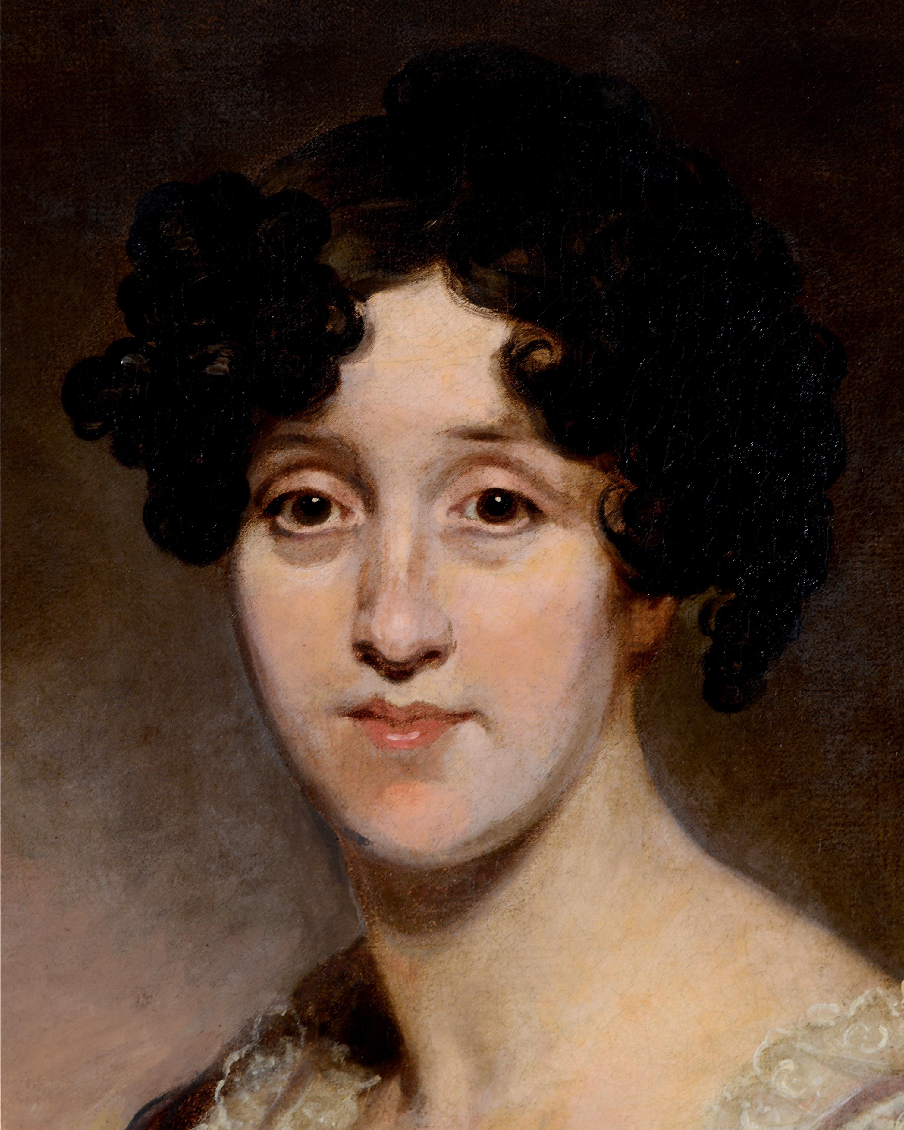 Portrait of a Lady - Large Antique English Georgian Early 19th Century Painting For Sale 3