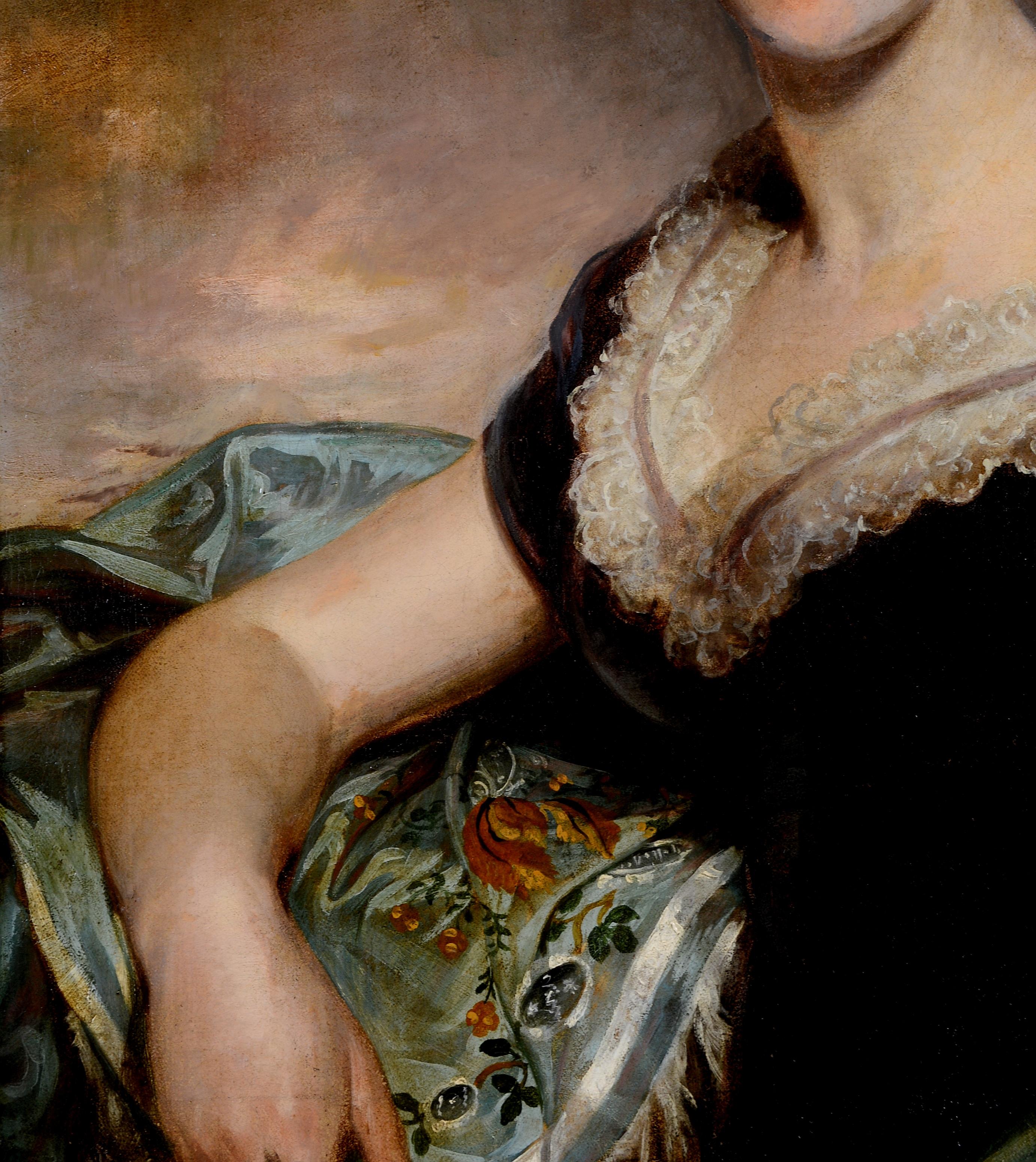 Portrait of a Lady - Large Antique English Georgian Early 19th Century Painting For Sale 4