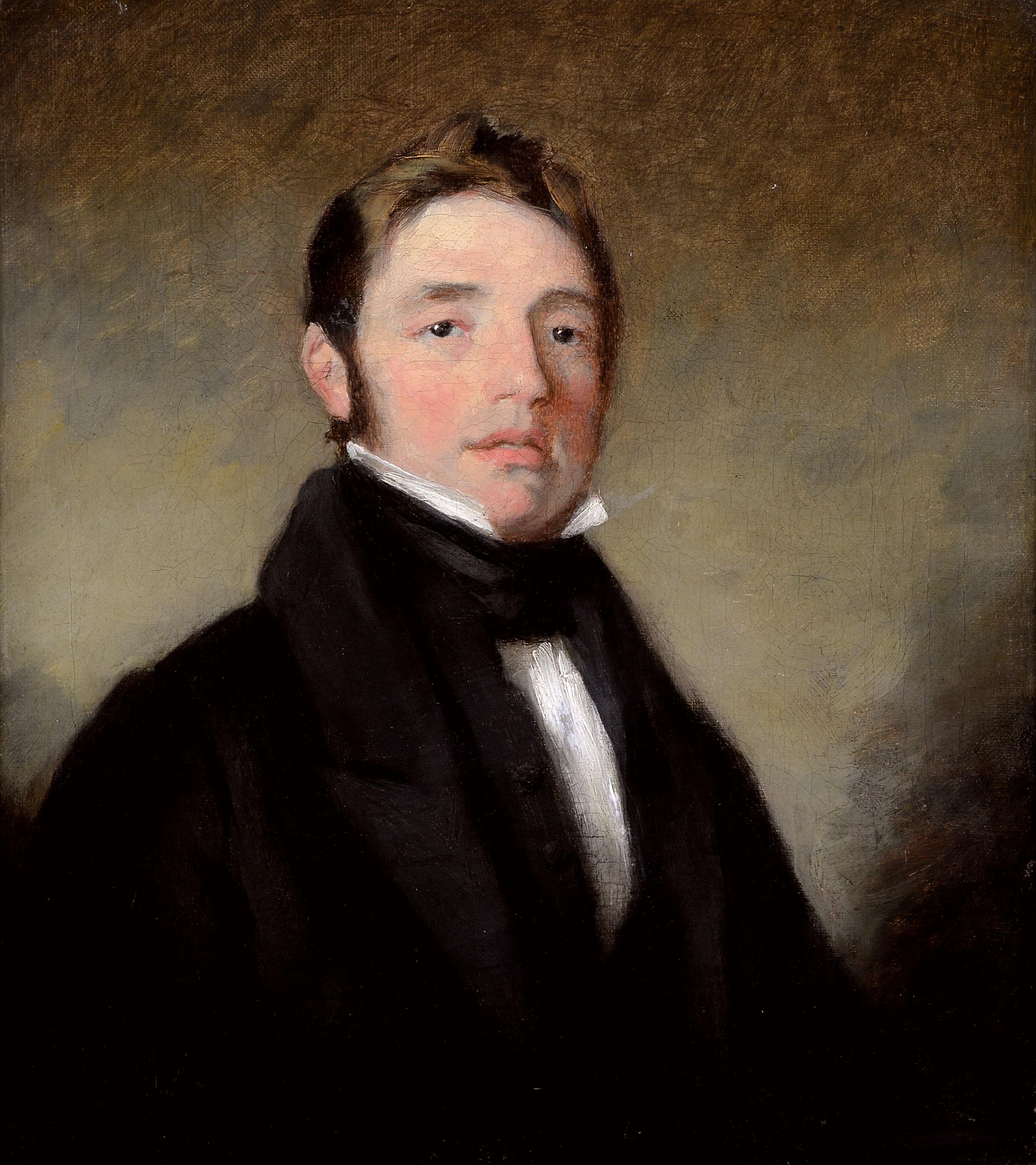 Portrait d'un jeune gentleman - Début du 19e siècle, peinture de maître anglaise ancienne - Painting de Early 19th Century English School