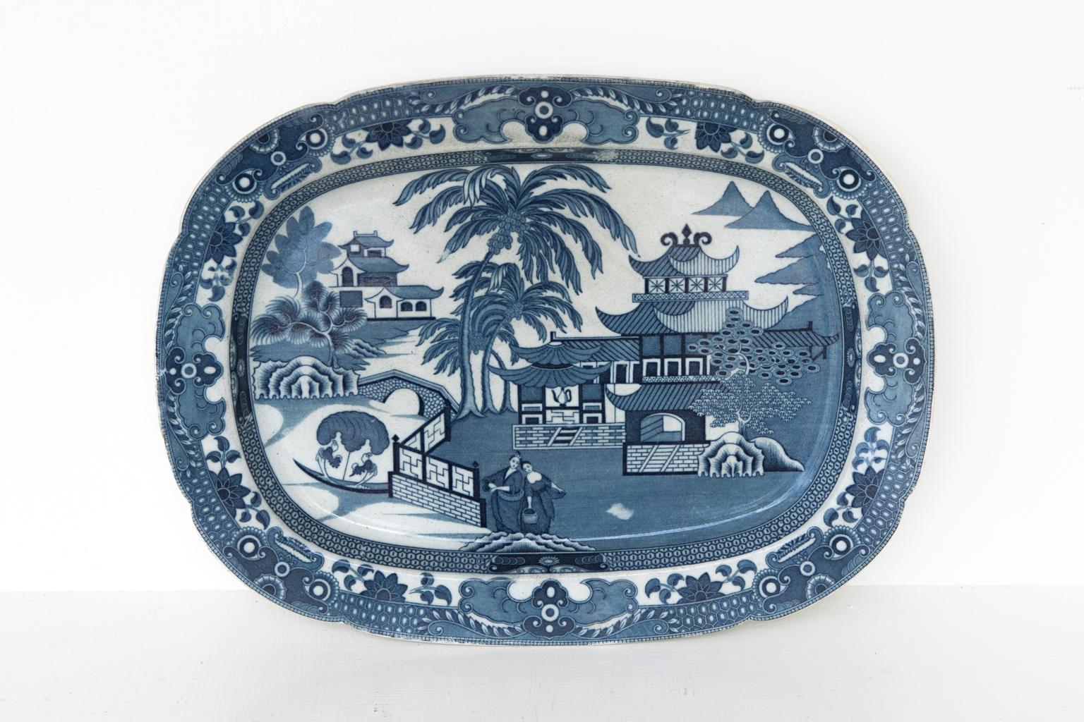 Early 19th Century English Staffordshire Blue and White Platter 3
