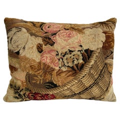 Antique Early-19th Century English Tapestry Pillow - 15" X 10"