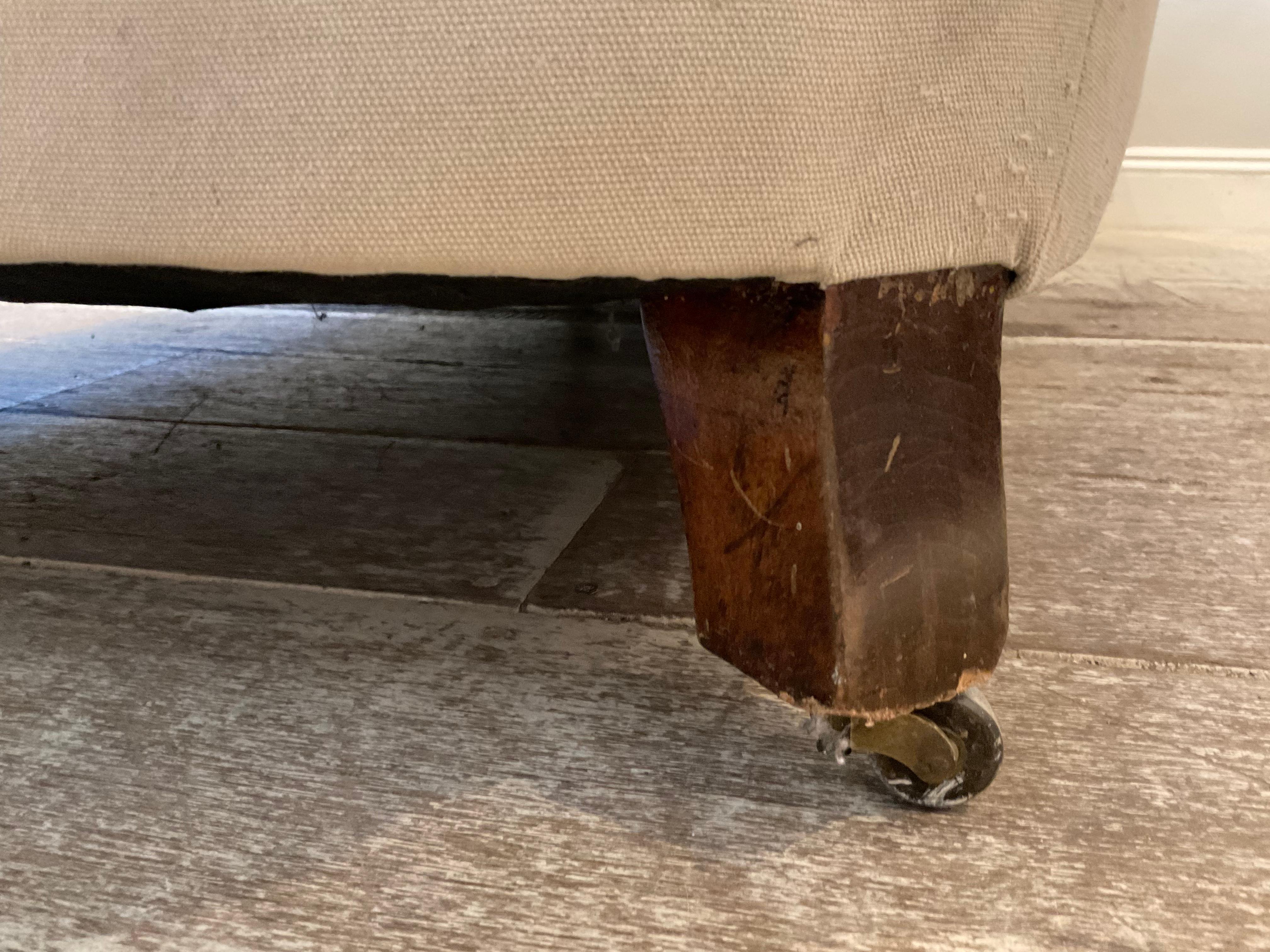 Early 19th Century English Upholstered Button Back Scrolled Arm Chesterfield 12