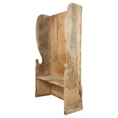 Antique Early 19th Century English Wabi Sabi Sun-Bleached Pine Settle Bench
