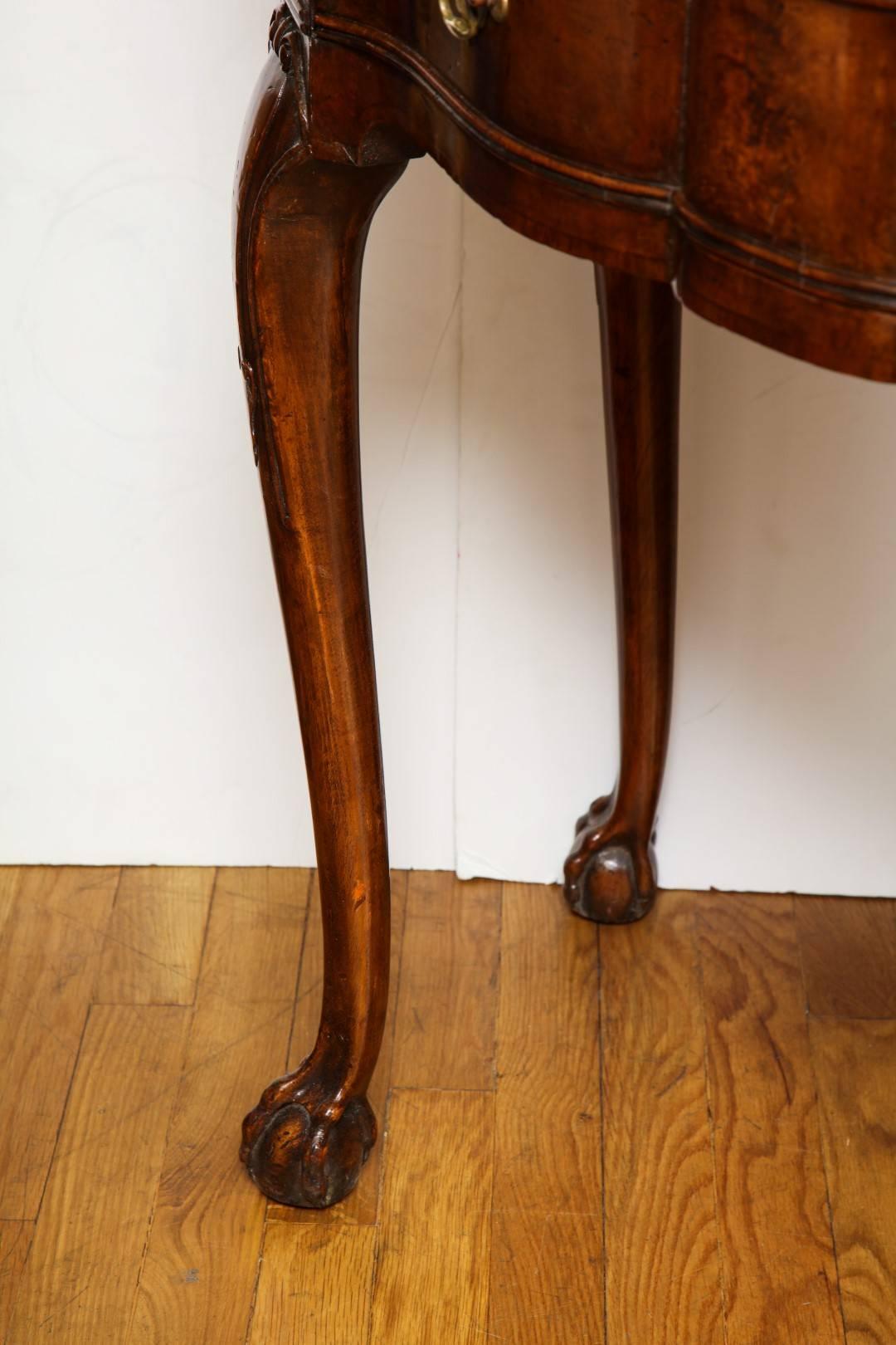 Brass Early 19th Century English Walnut Demilune Console Tables