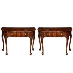 Early 19th Century English Walnut Demilune Console Tables 