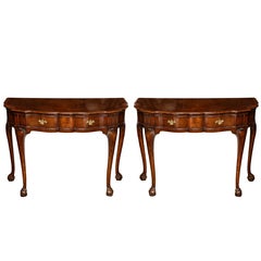 Early 19th Century English Walnut Demilune Console Tables