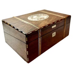 Antique Early 19th Century English Walnut Writing Box with Inlay