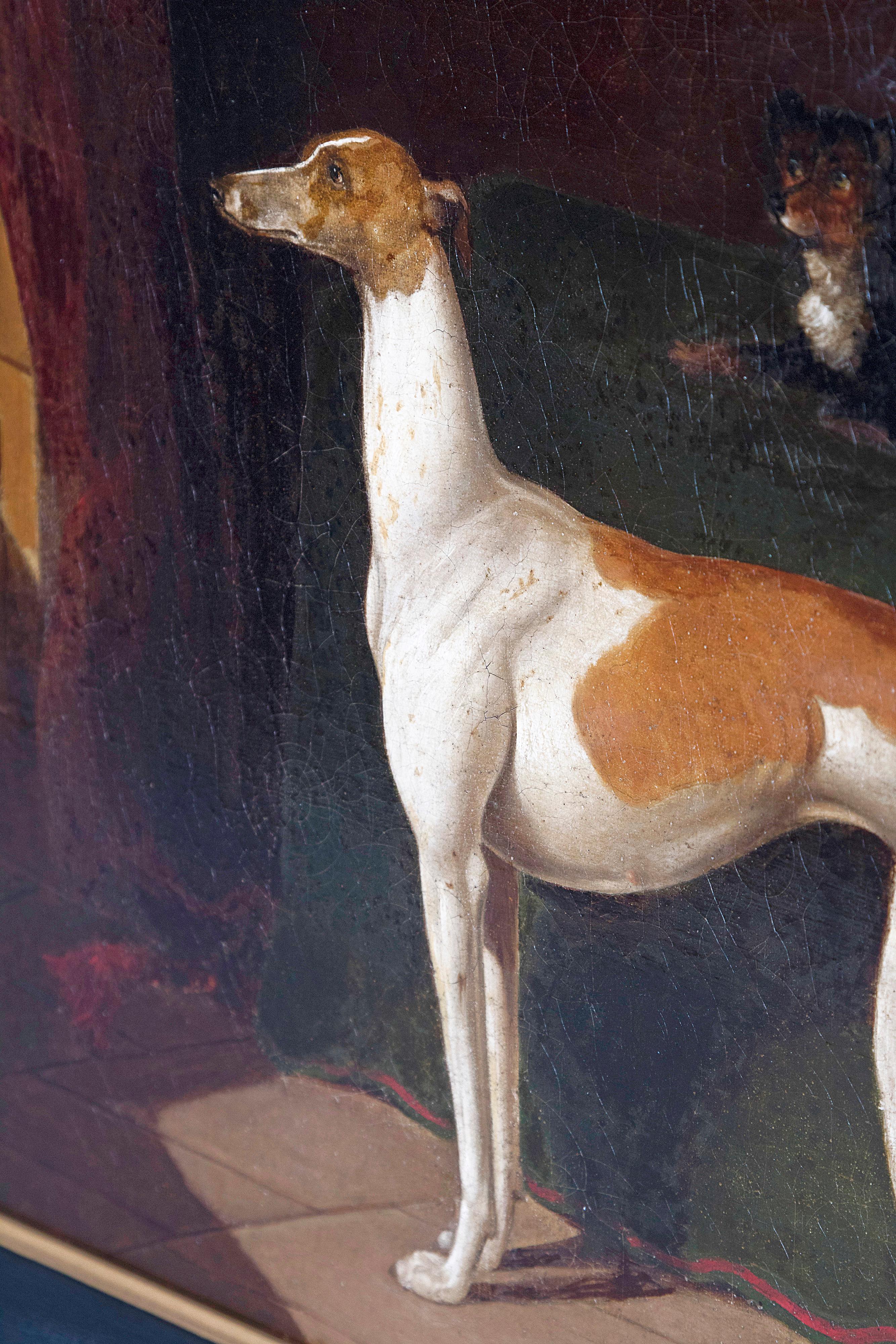 George IV Early 19th Century English Whippet Oil Painting 