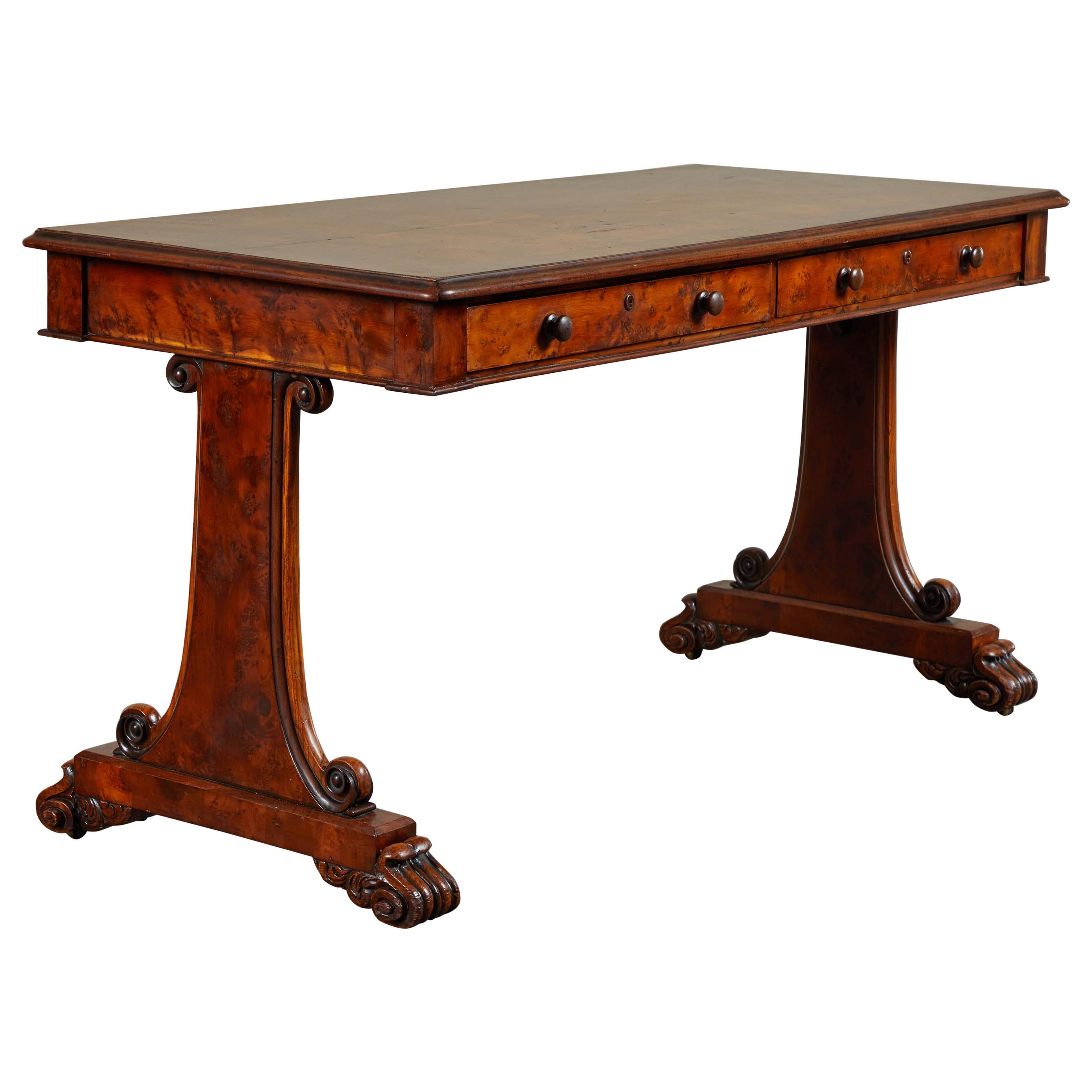 Early 19th Century English Yew and Elm Writing Table
