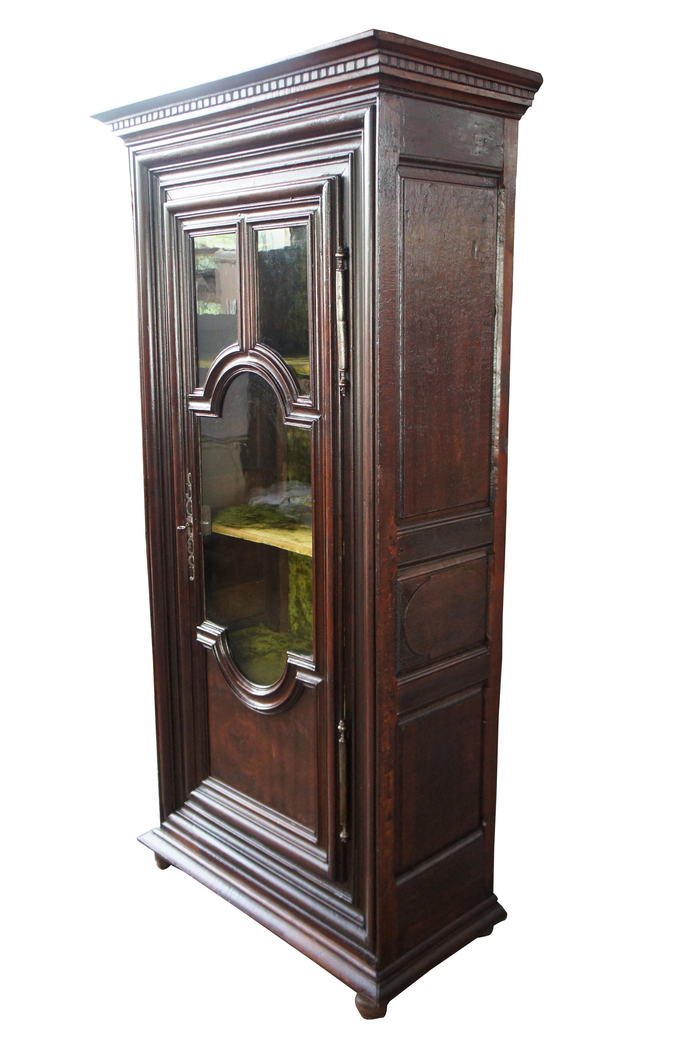 Early Victorian Early 19th Century European Oak Curio Display Cabinet Vitrine Bookcase 76