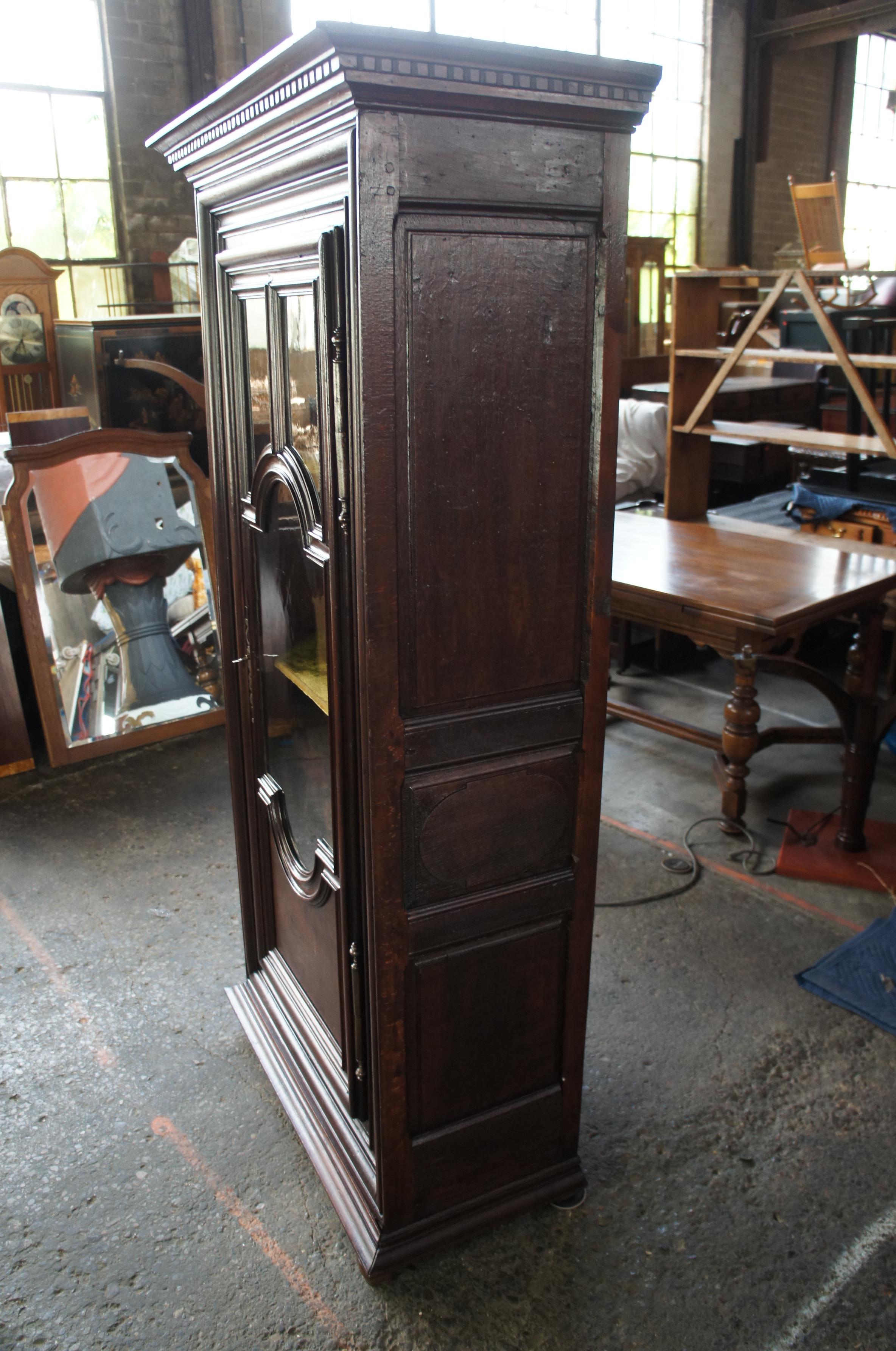 Early 19th Century European Oak Curio Display Cabinet Vitrine Bookcase 76 5