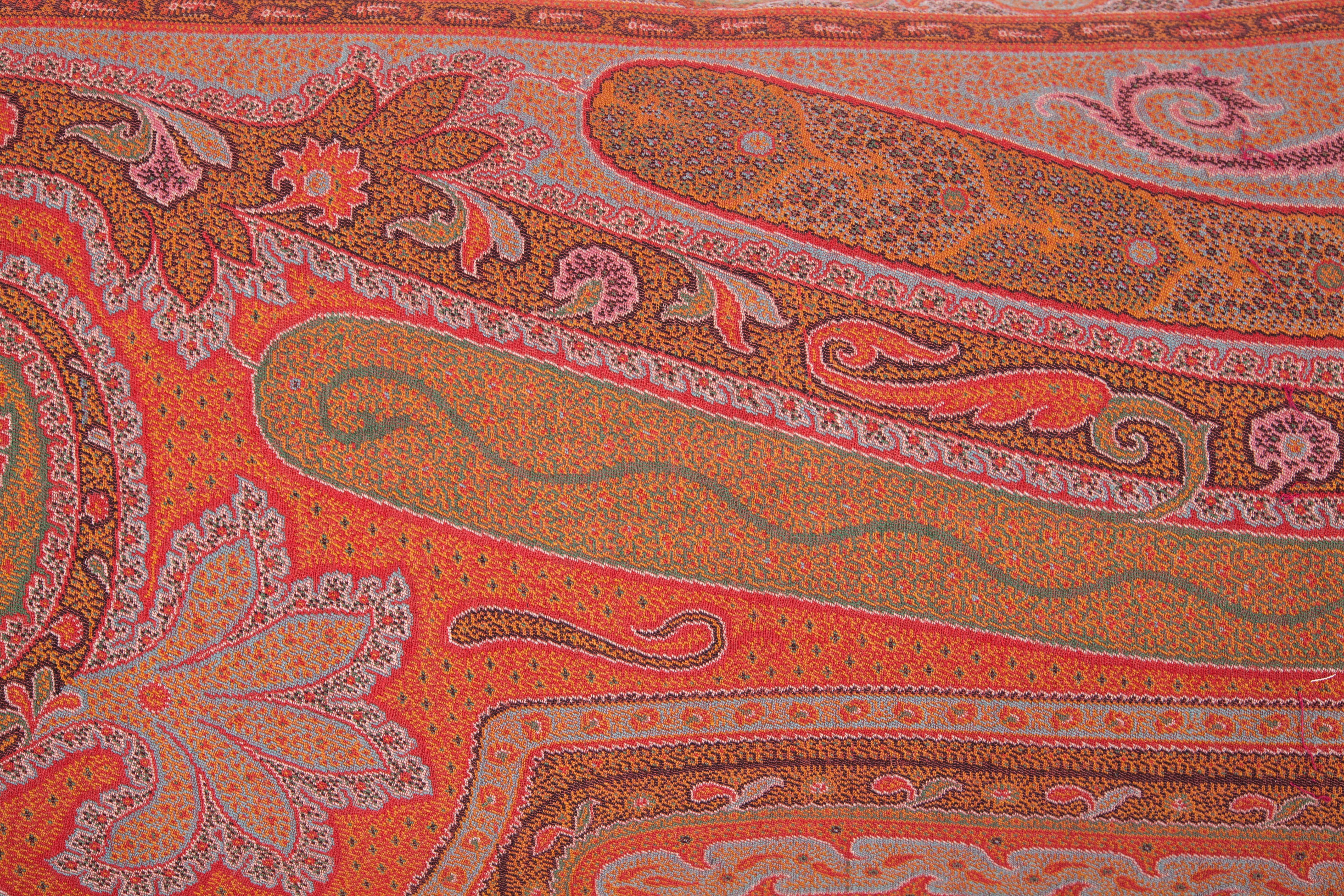 French Early 19th Century European Paisley Wool Pillow