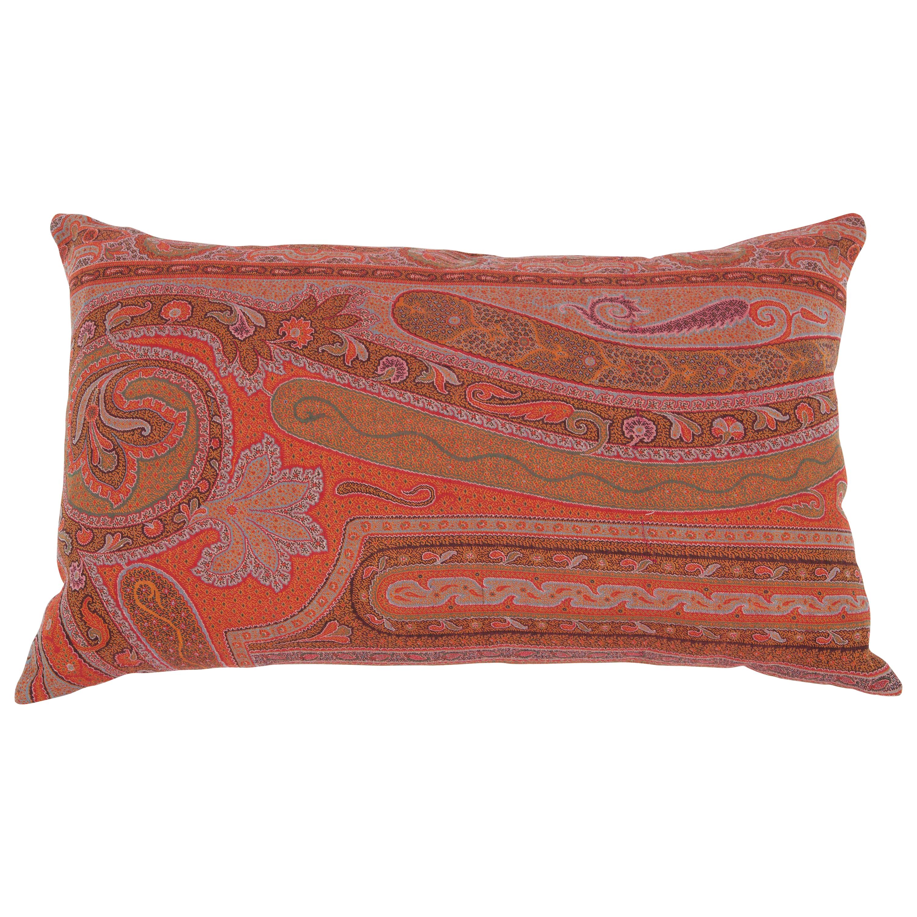 Early 19th Century European Paisley Wool Pillow