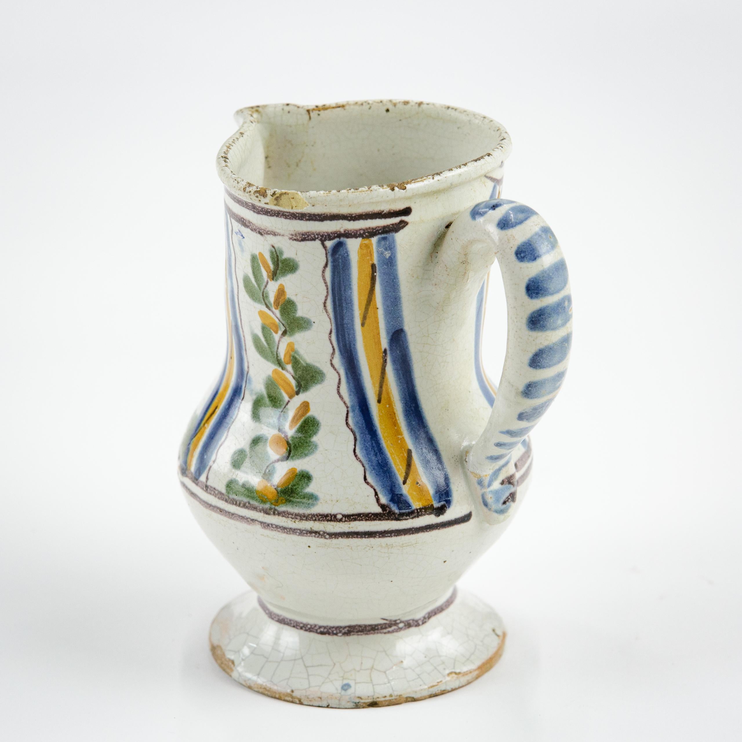 Early 19th Century Faience Demi Litre Carafe In Distressed Condition In Pease pottage, West Sussex