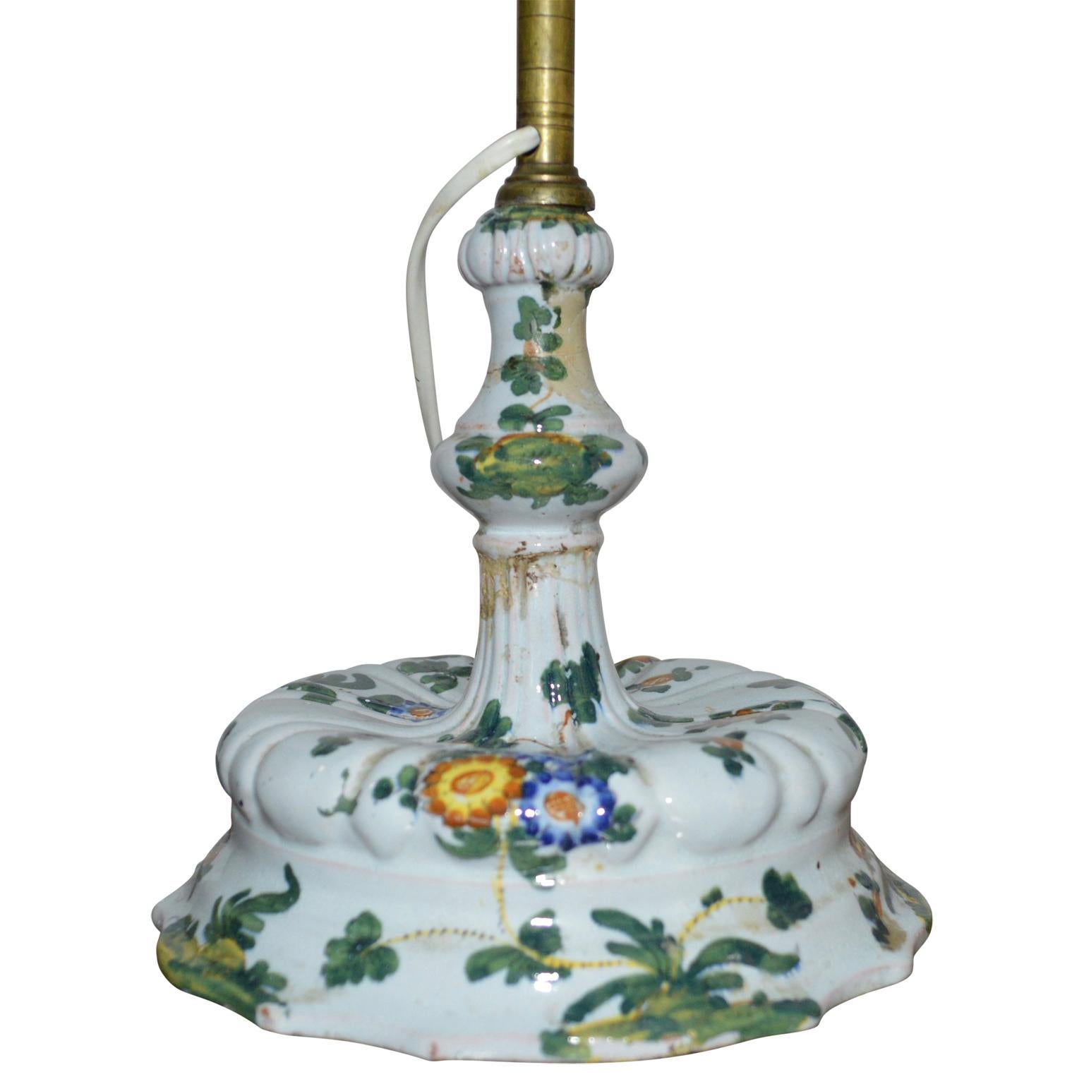 Early 19th Century Faience Table Lamp, Converted From Oil-Burning Lamp For Sale 1