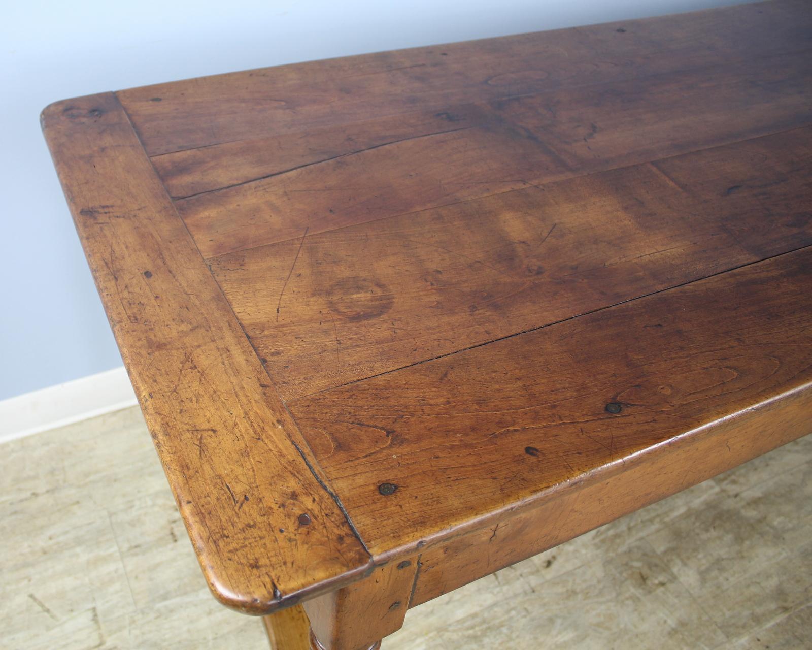 Early 19th Century Farm Table with Turned Legs and Stretcher Base 5