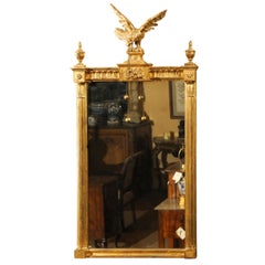 Antique Early 19th Century Federal Giltwood Mirror with Eagle Crest