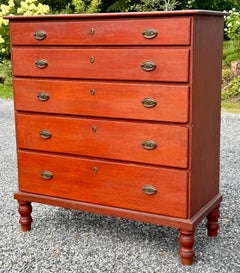 Early 19th Century Federal Period American Red Painted Chest of Drawers
