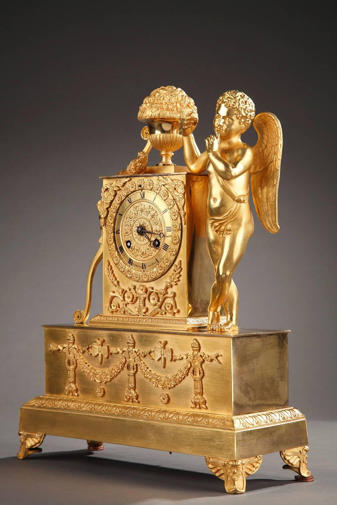French Early 19th Century Figural Restauration Mantel Clock