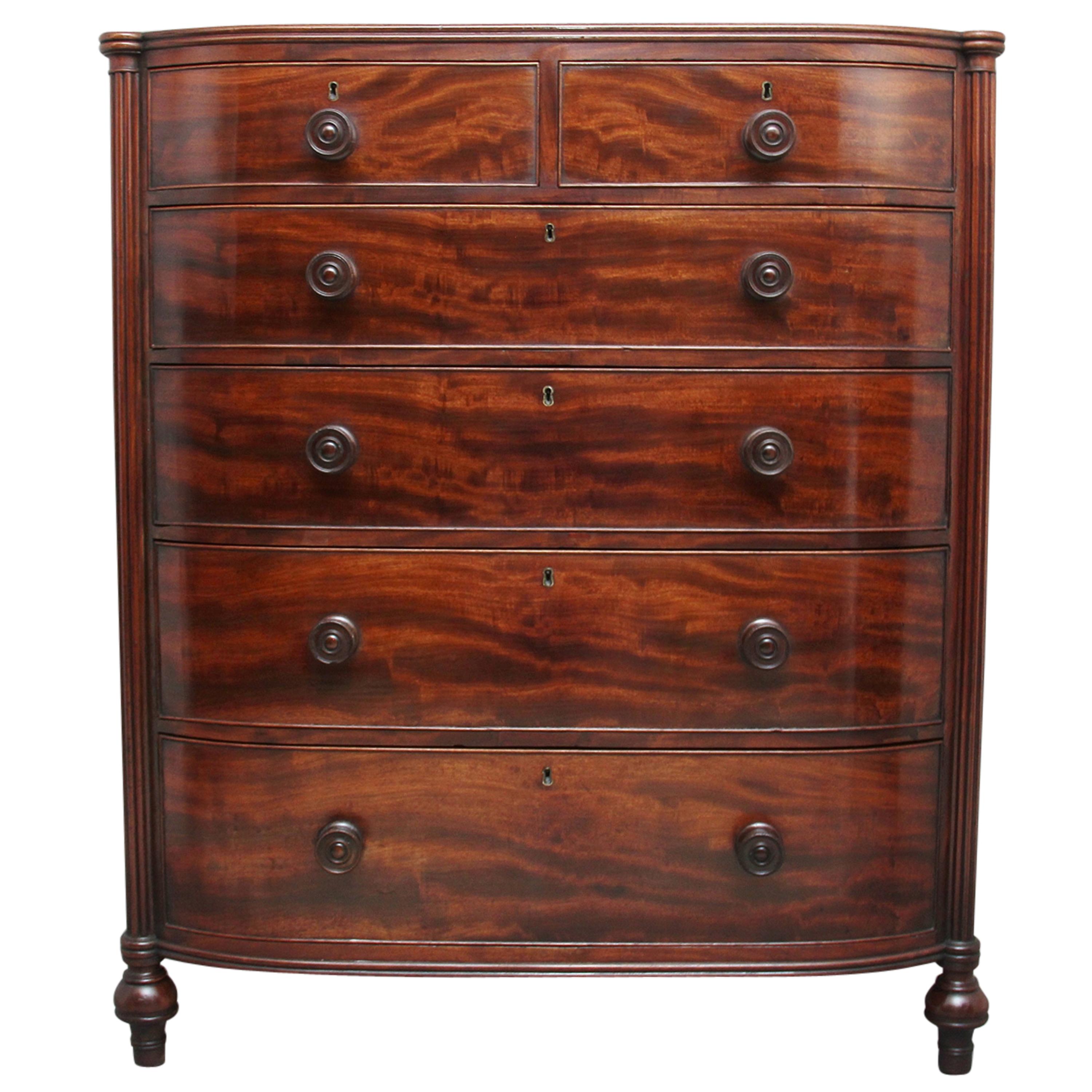 Early 19th Century Flame Mahogany Chest of Drawers