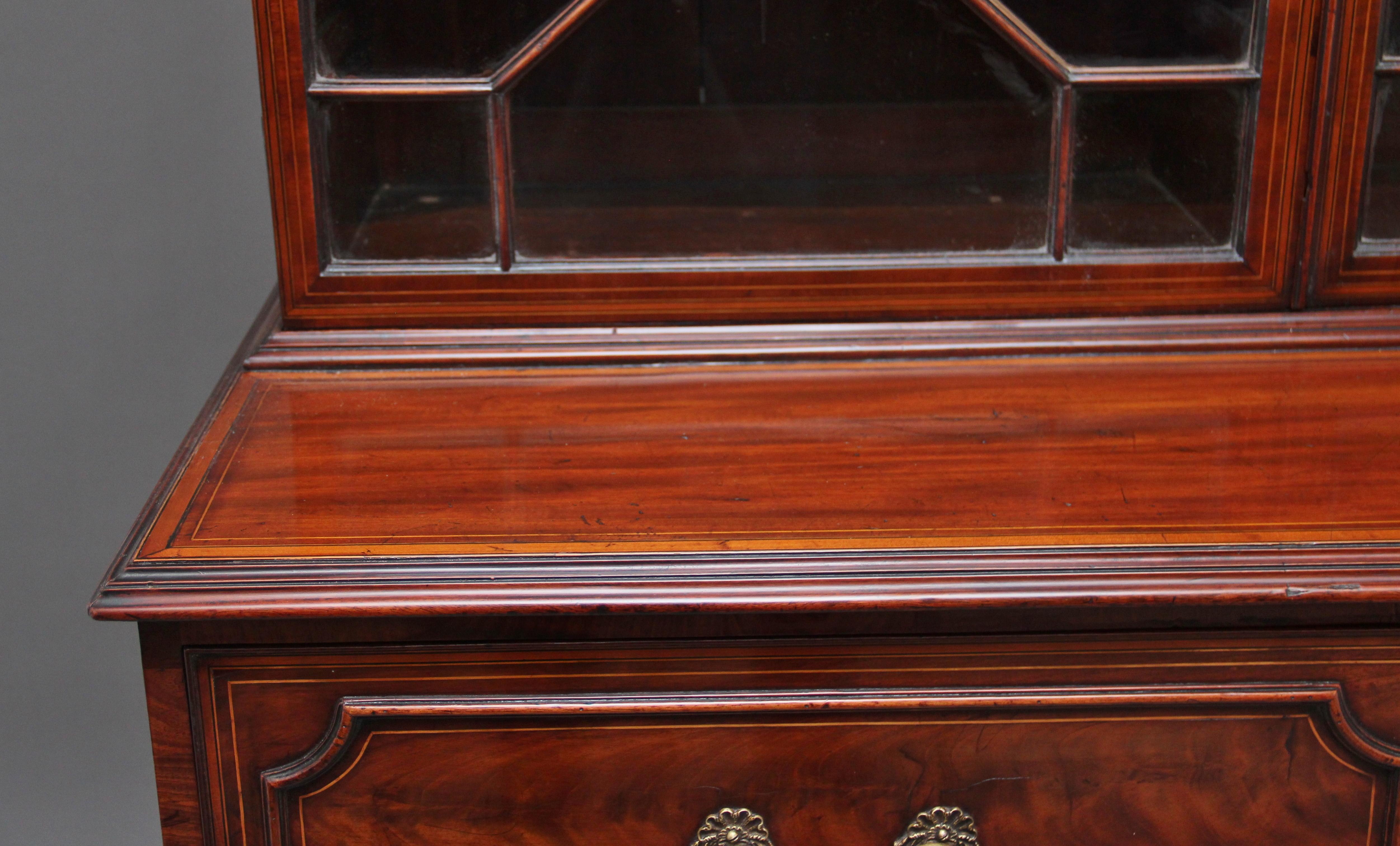 Early 19th Century Flame Mahogany Secretaire Bookcase For Sale 8