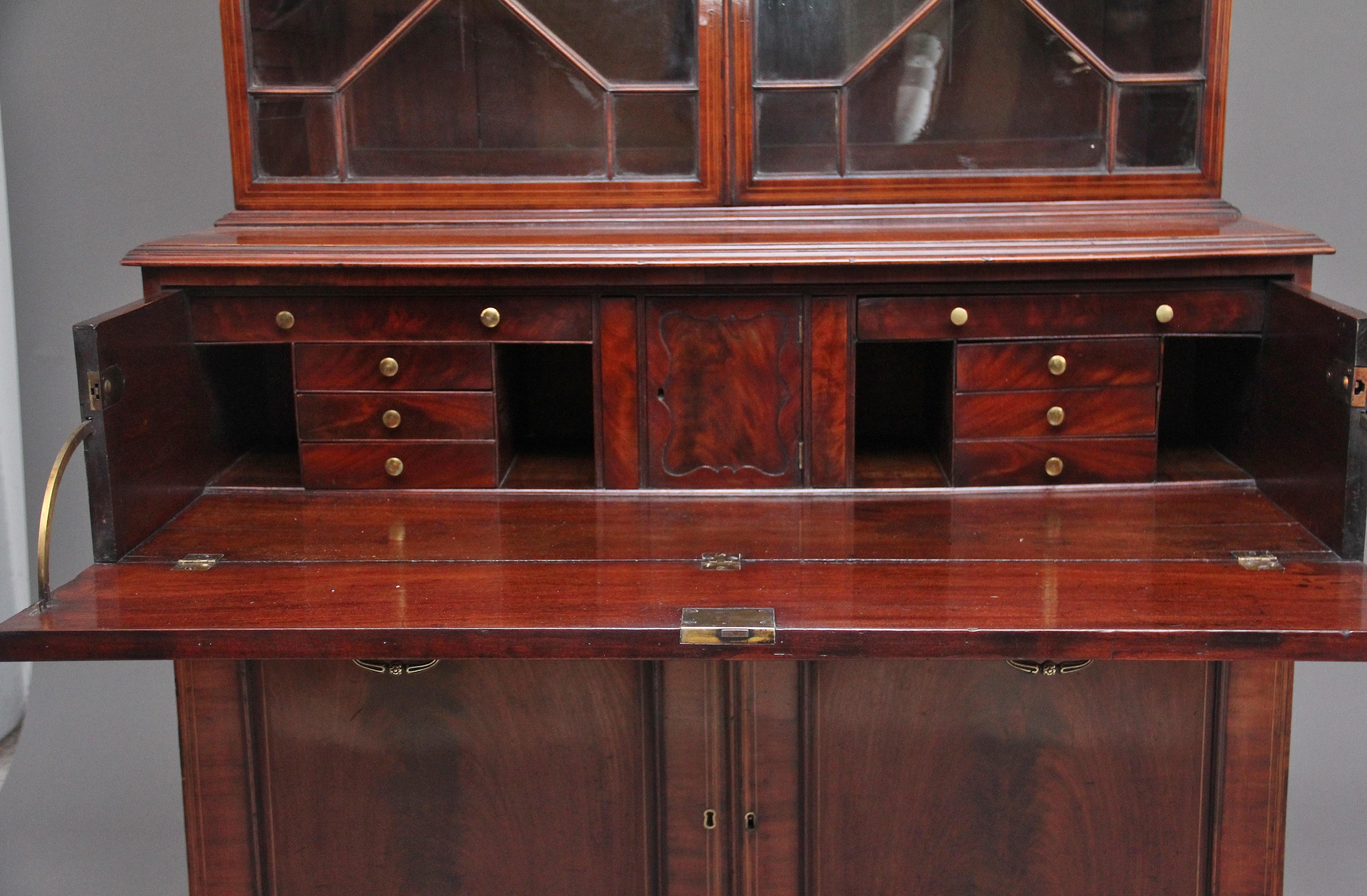 Early 19th Century Flame Mahogany Secretaire Bookcase In Good Condition For Sale In Martlesham, GB