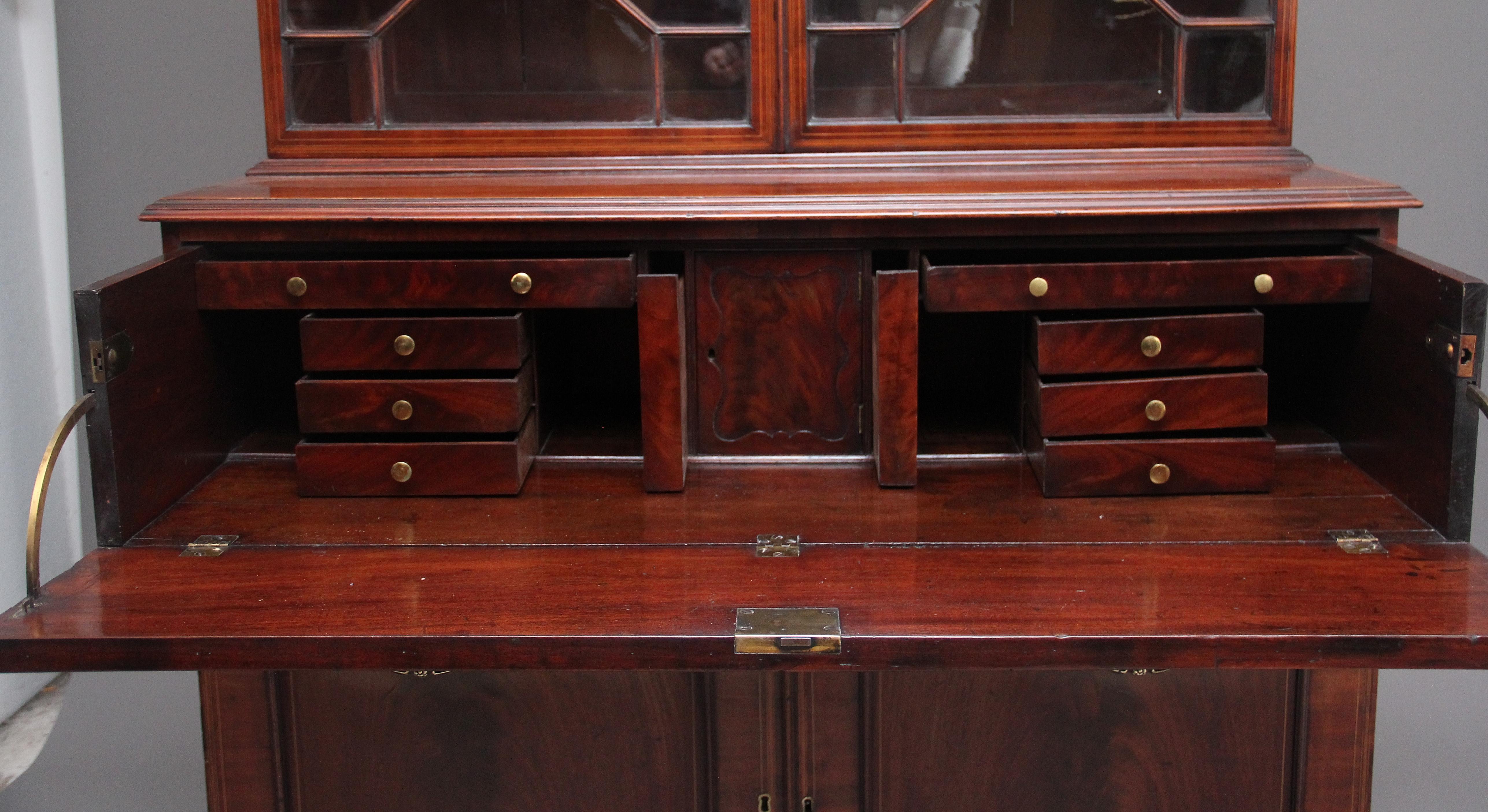 Early 19th Century Flame Mahogany Secretaire Bookcase For Sale 1