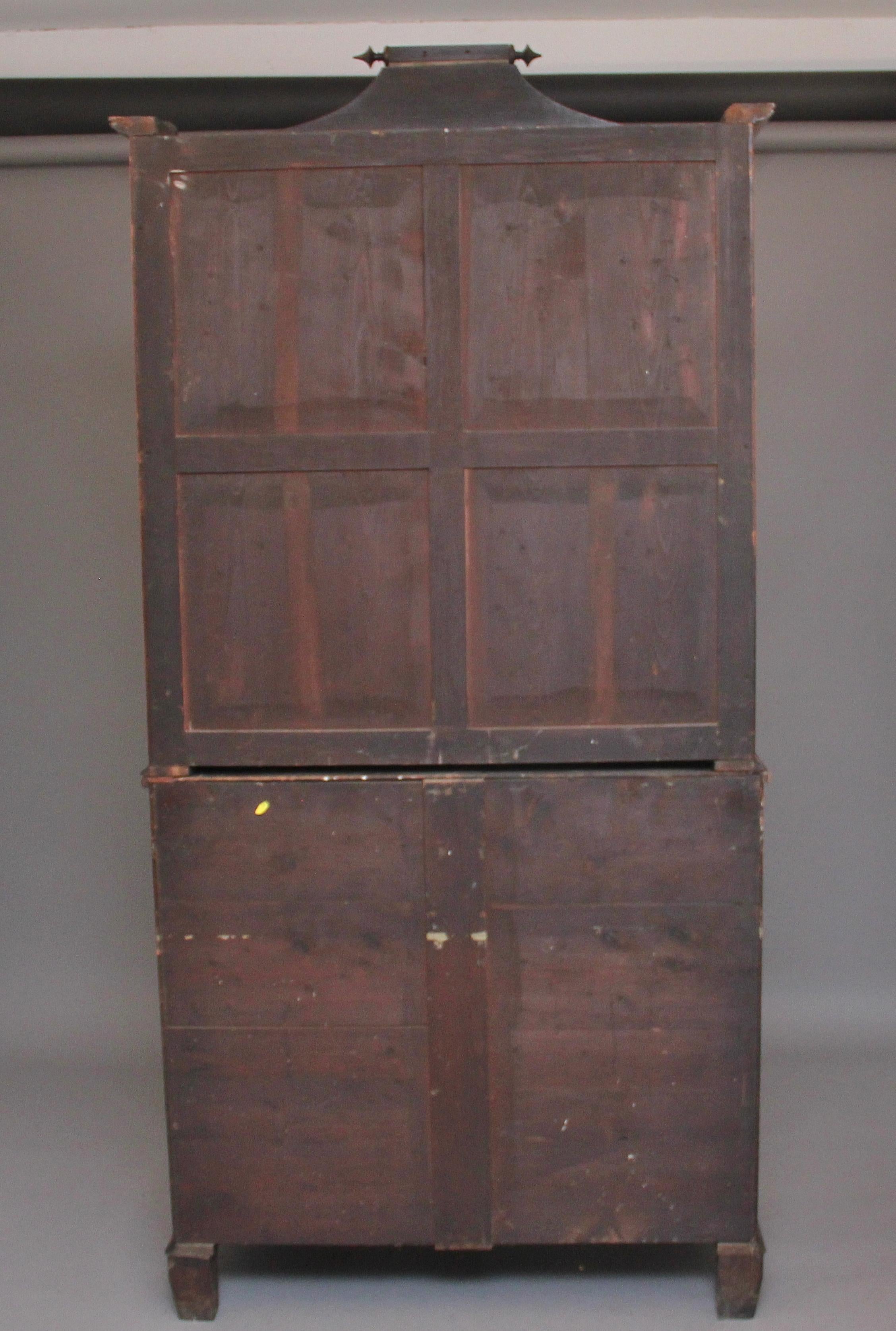 Early 19th Century Flame Mahogany Secretaire Bookcase For Sale 1
