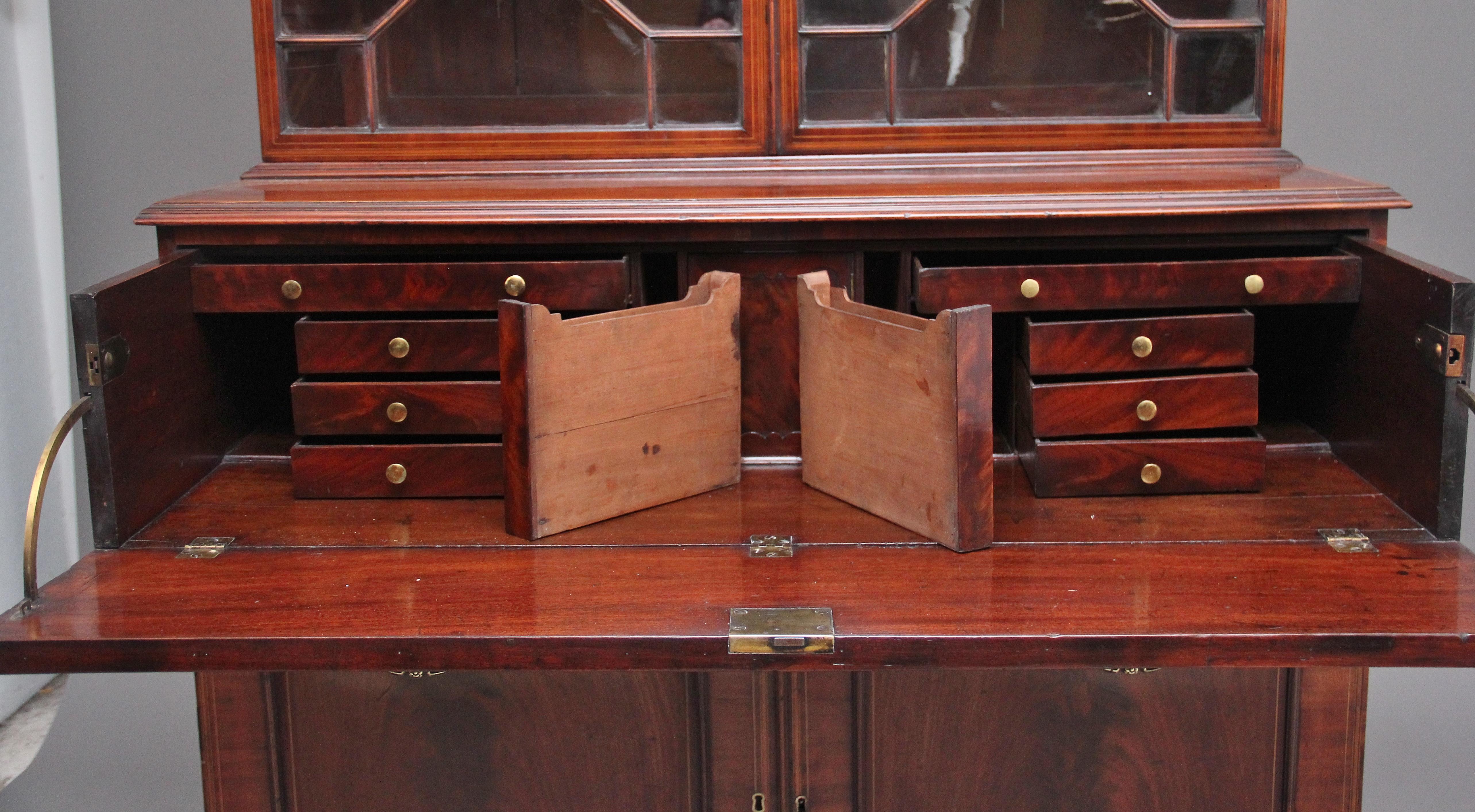 Early 19th Century Flame Mahogany Secretaire Bookcase For Sale 2