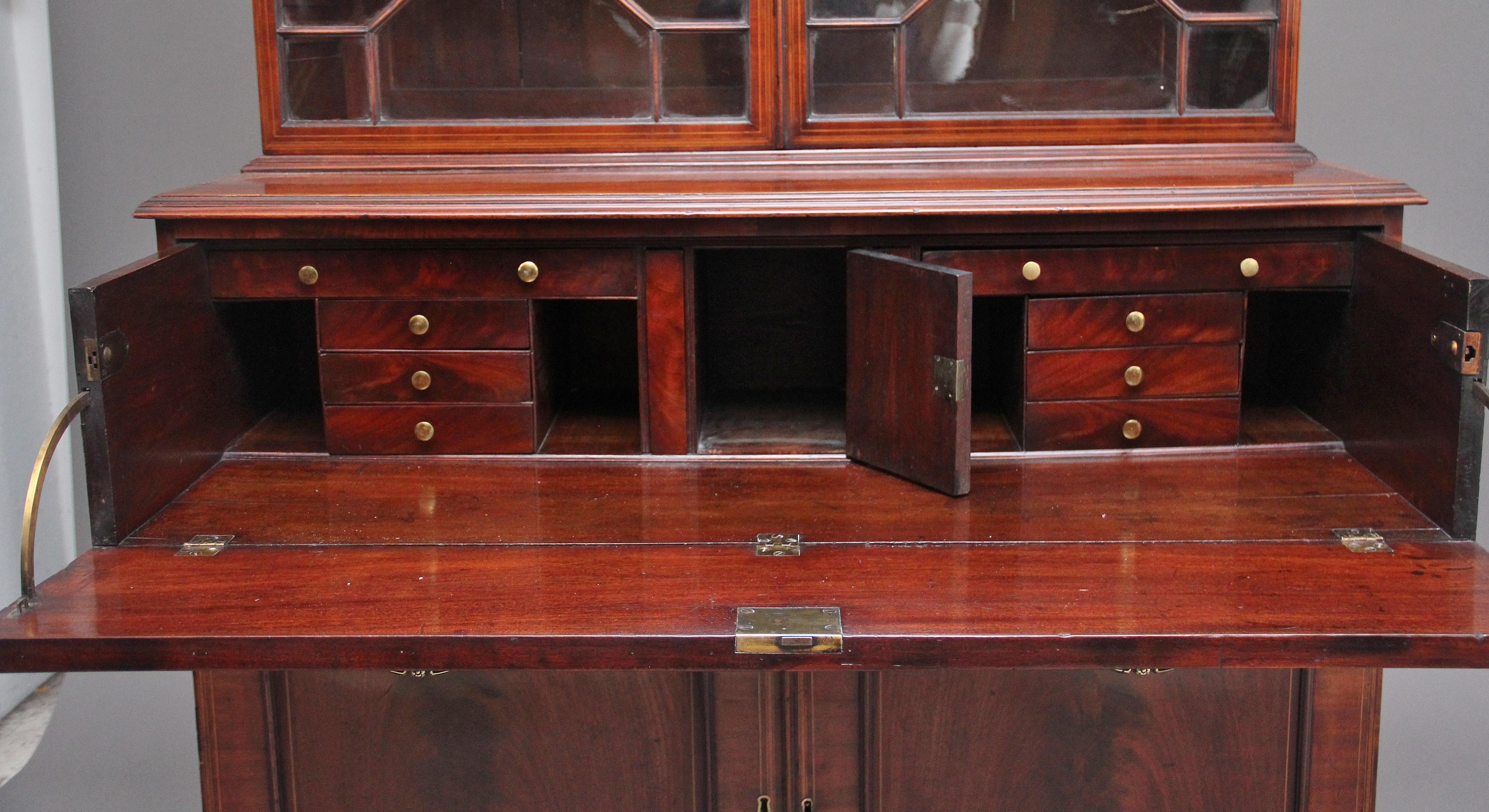 Early 19th Century Flame Mahogany Secretaire Bookcase For Sale 3