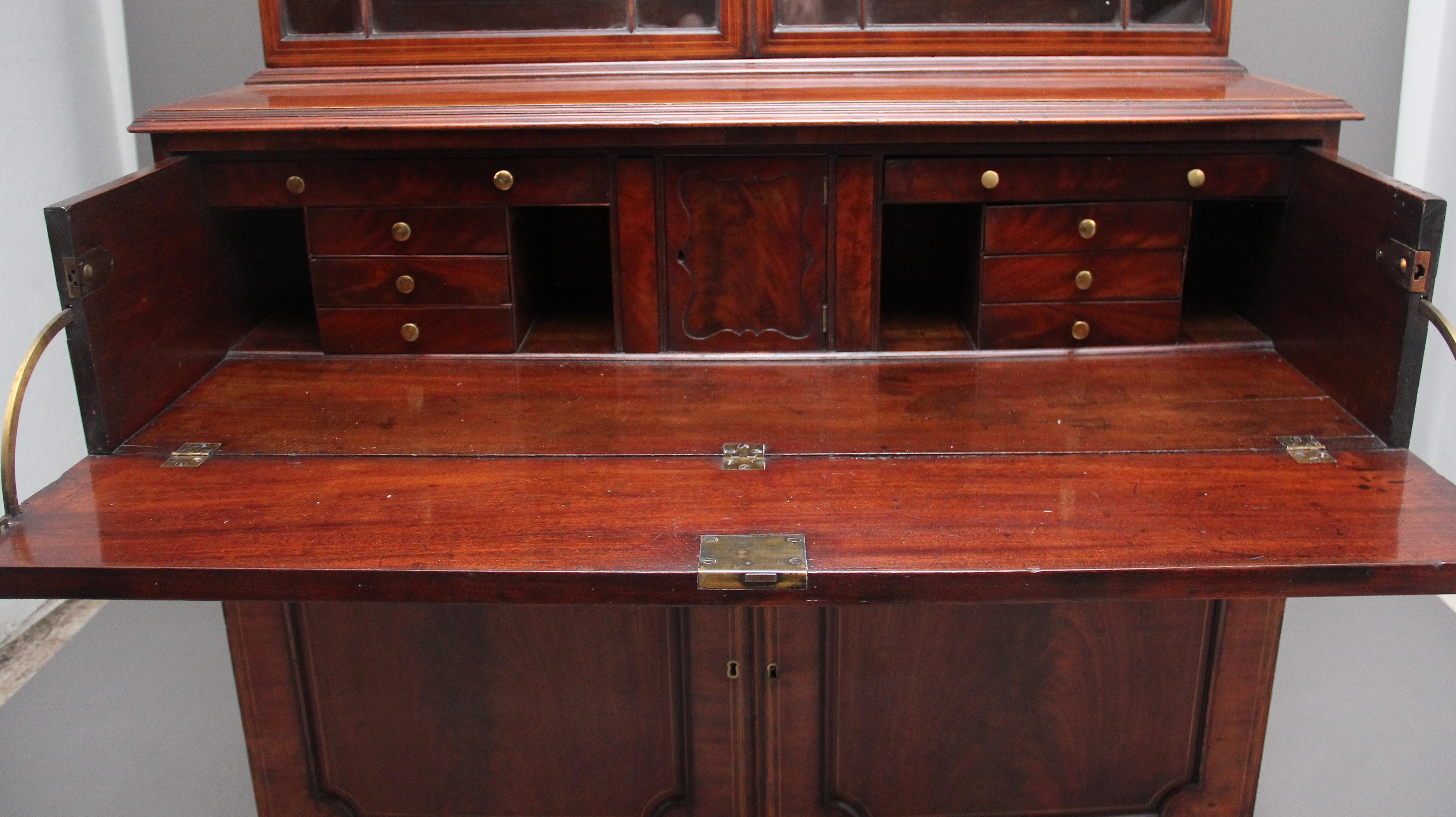 Early 19th Century Flame Mahogany Secretaire Bookcase For Sale 4