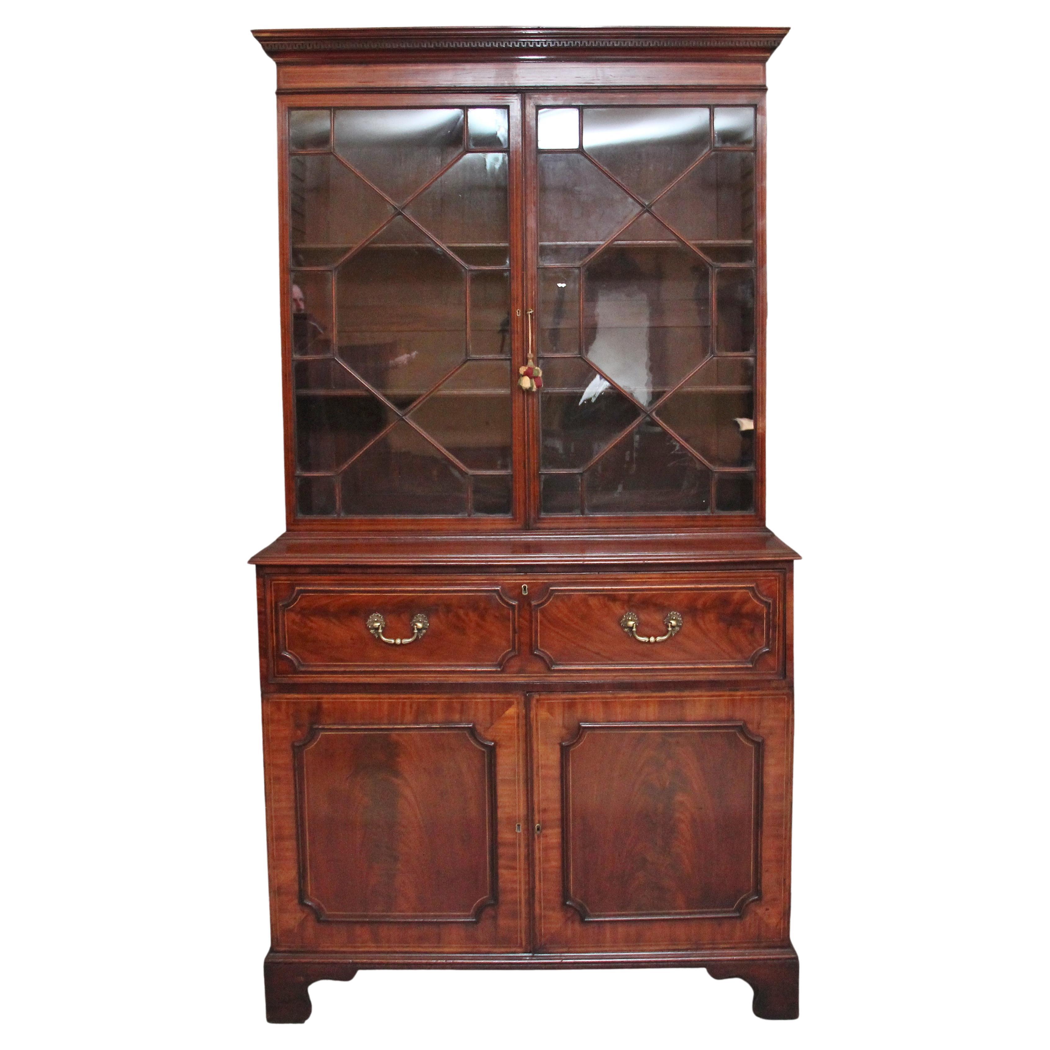 Early 19th Century Flame Mahogany Secretaire Bookcase For Sale