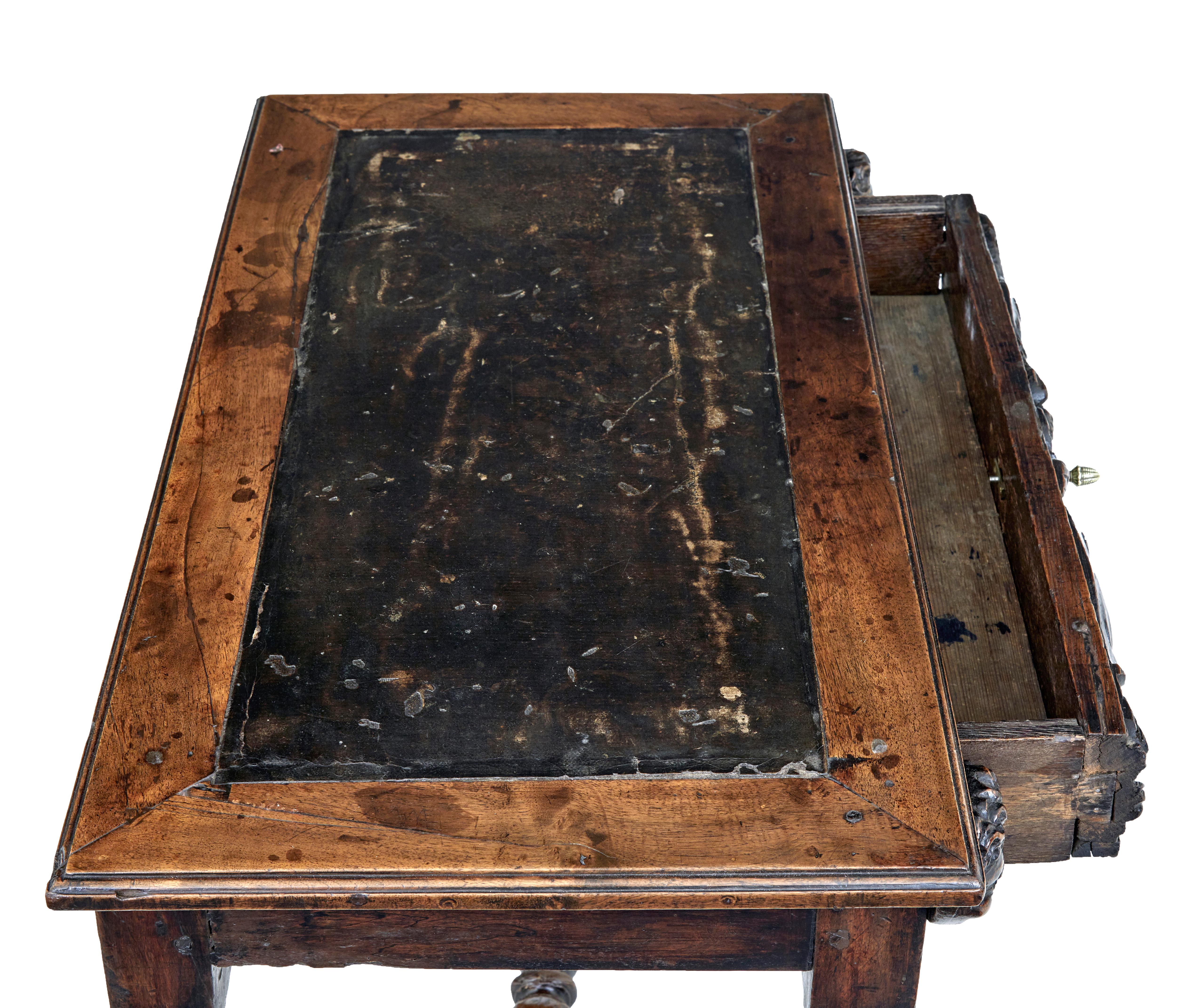 Walnut Early 19th century Flemish carved walnut side table For Sale