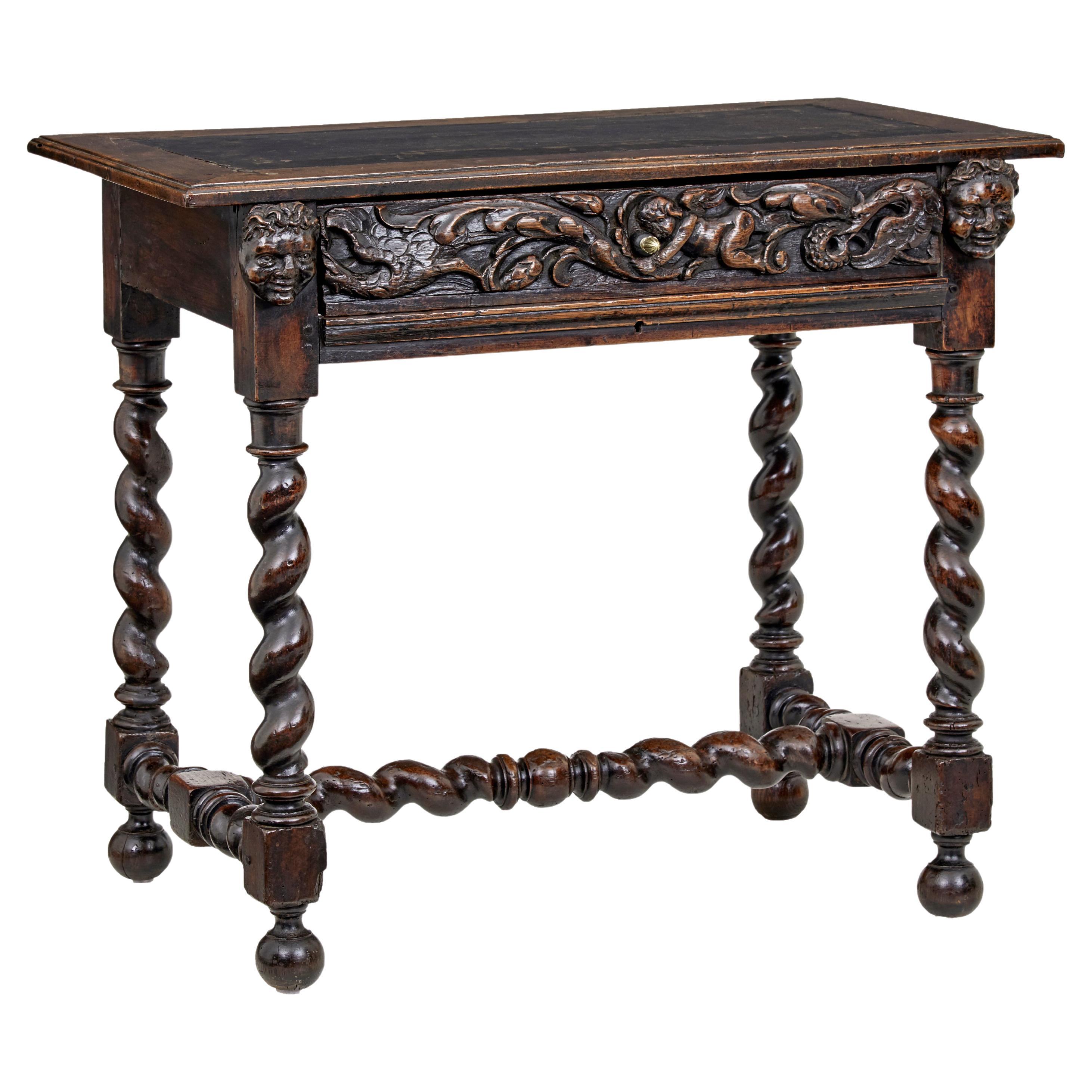 Early 19th century Flemish carved walnut side table For Sale