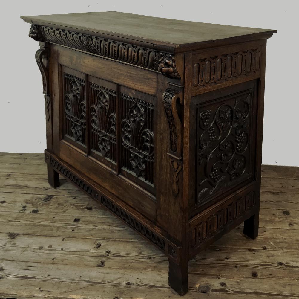 Belgian Early 19th Century Flemish Gothic Cabinet, Low Buffet, Console