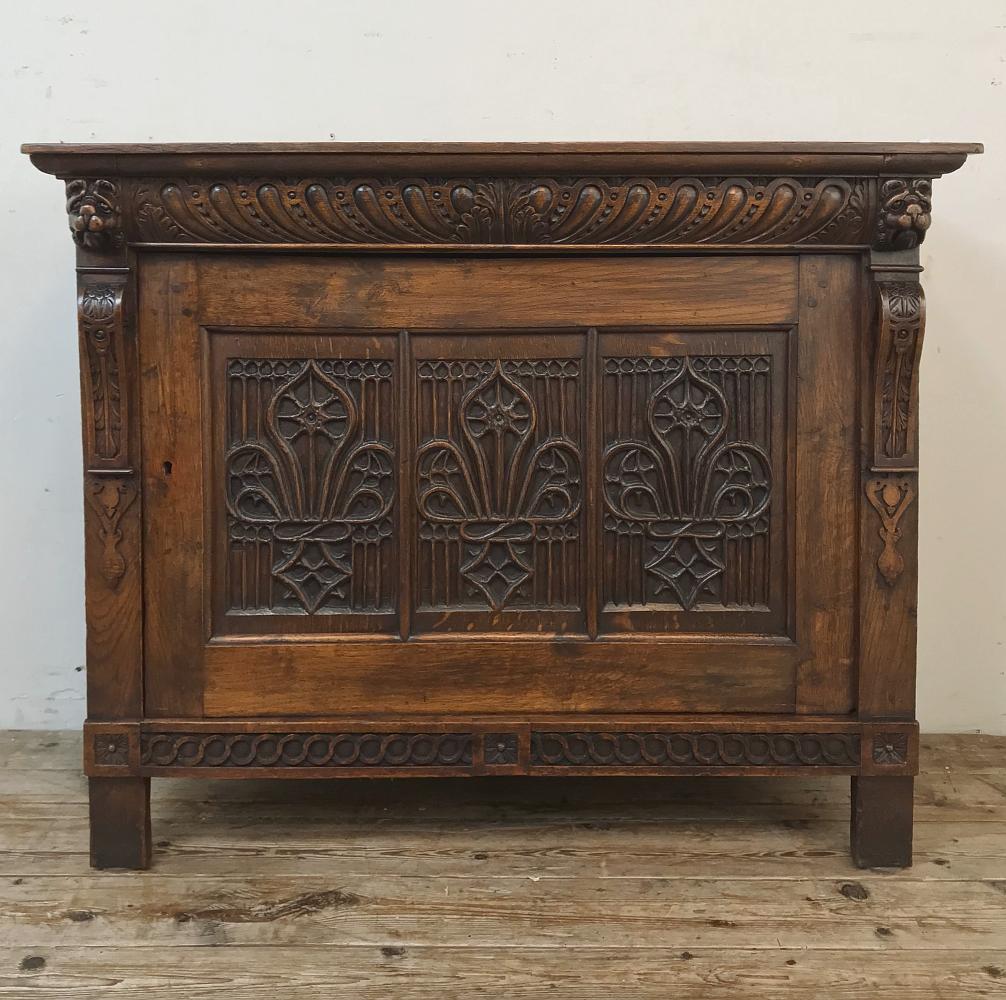 Hand-Crafted Early 19th Century Flemish Gothic Cabinet, Low Buffet, Console