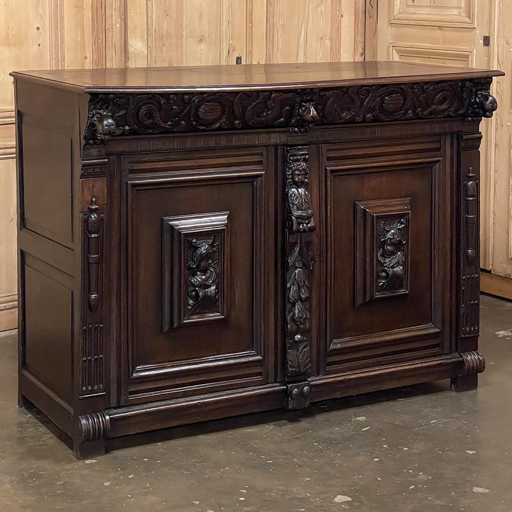 Hand-Carved Early 19th Century Flemish Renaissance Buffet For Sale