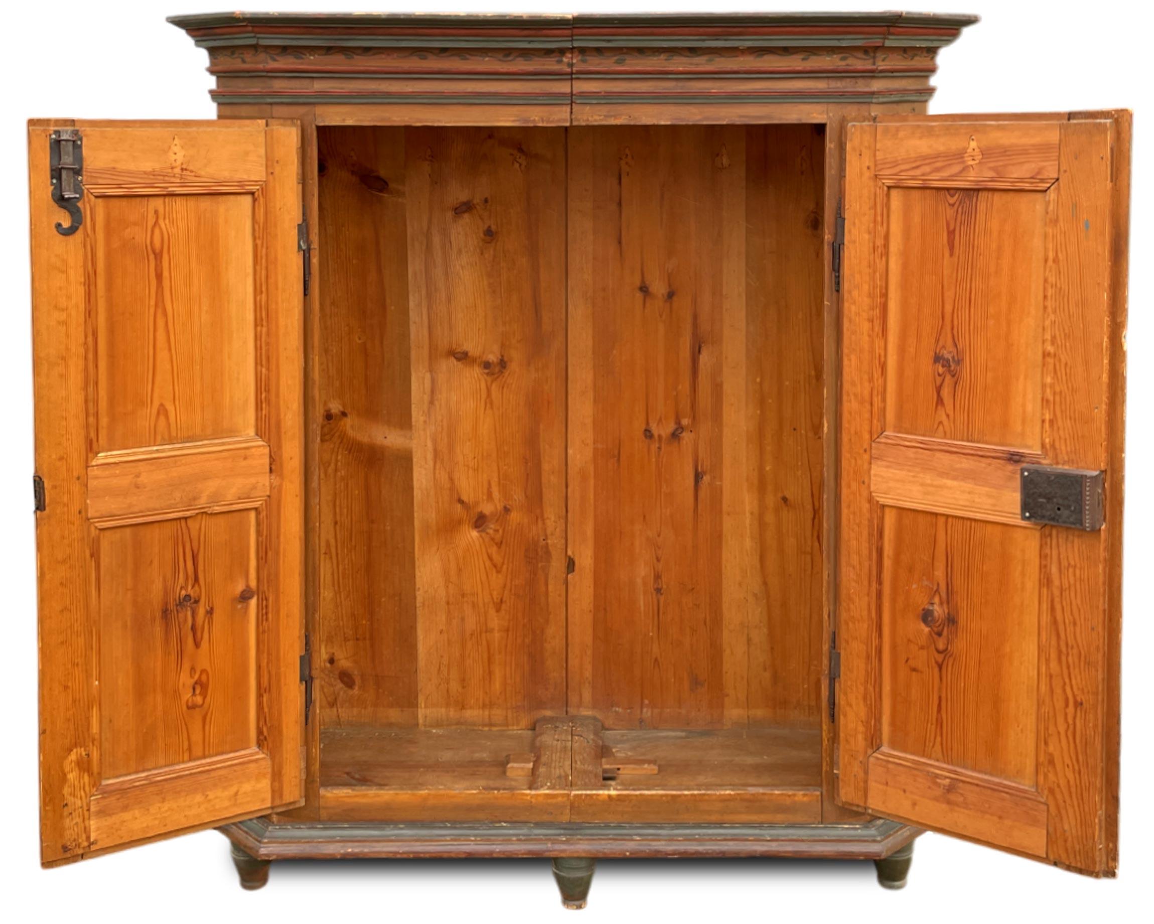Directoire Early 19th Century Floral Painted Cupboard Wardrobe For Sale