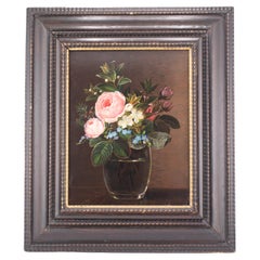 Blumenstillleben des frühen 19. Jahrhunderts, Öl auf Karton von Johan Laurentz Jensen